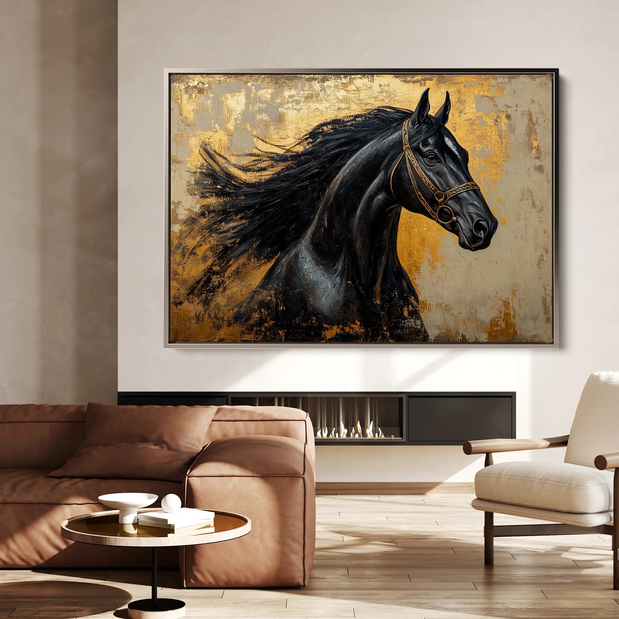 Horses 031 Canvas Art 60 x 40 cm / Black
