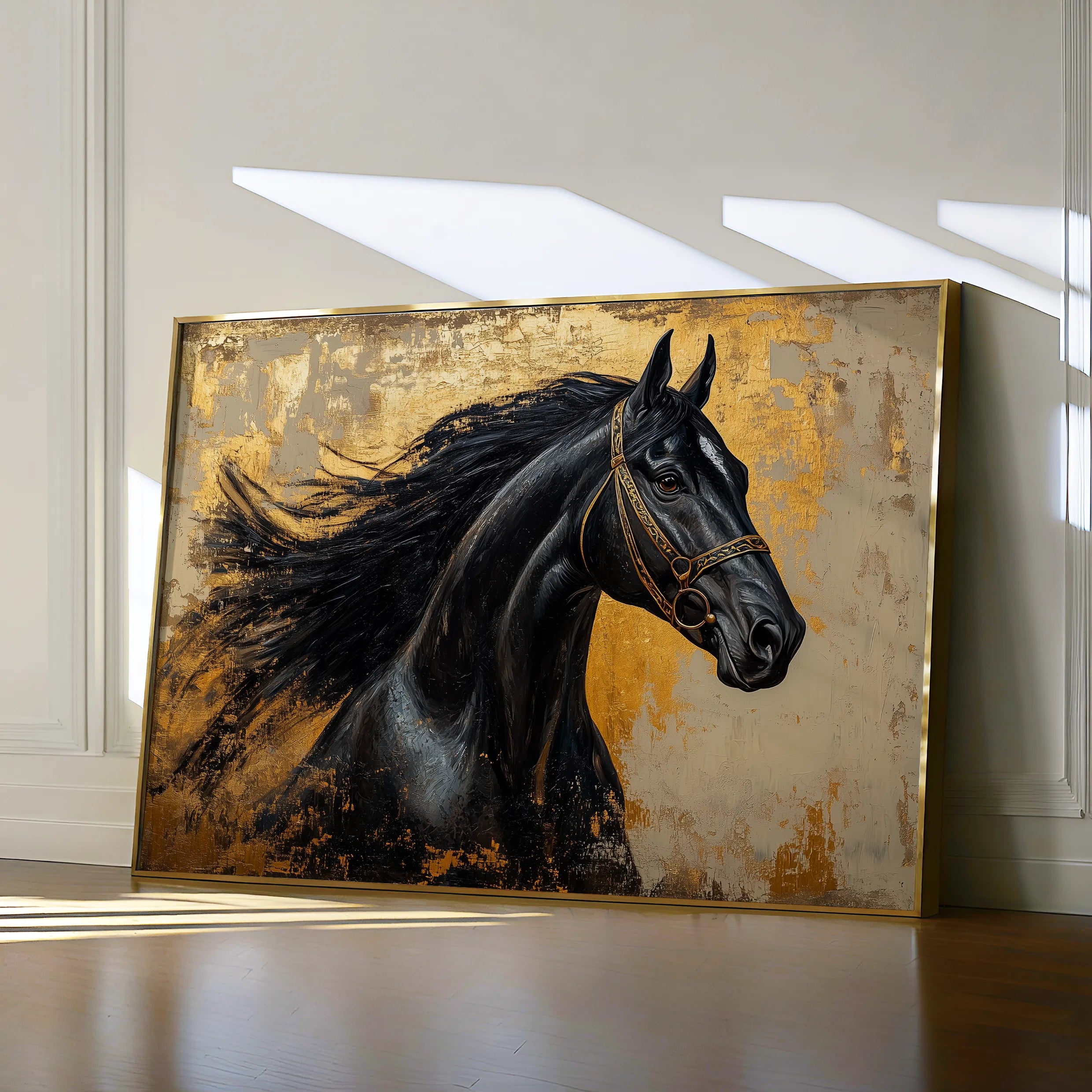 Horses 031 Canvas Art 60 x 40 cm / Black