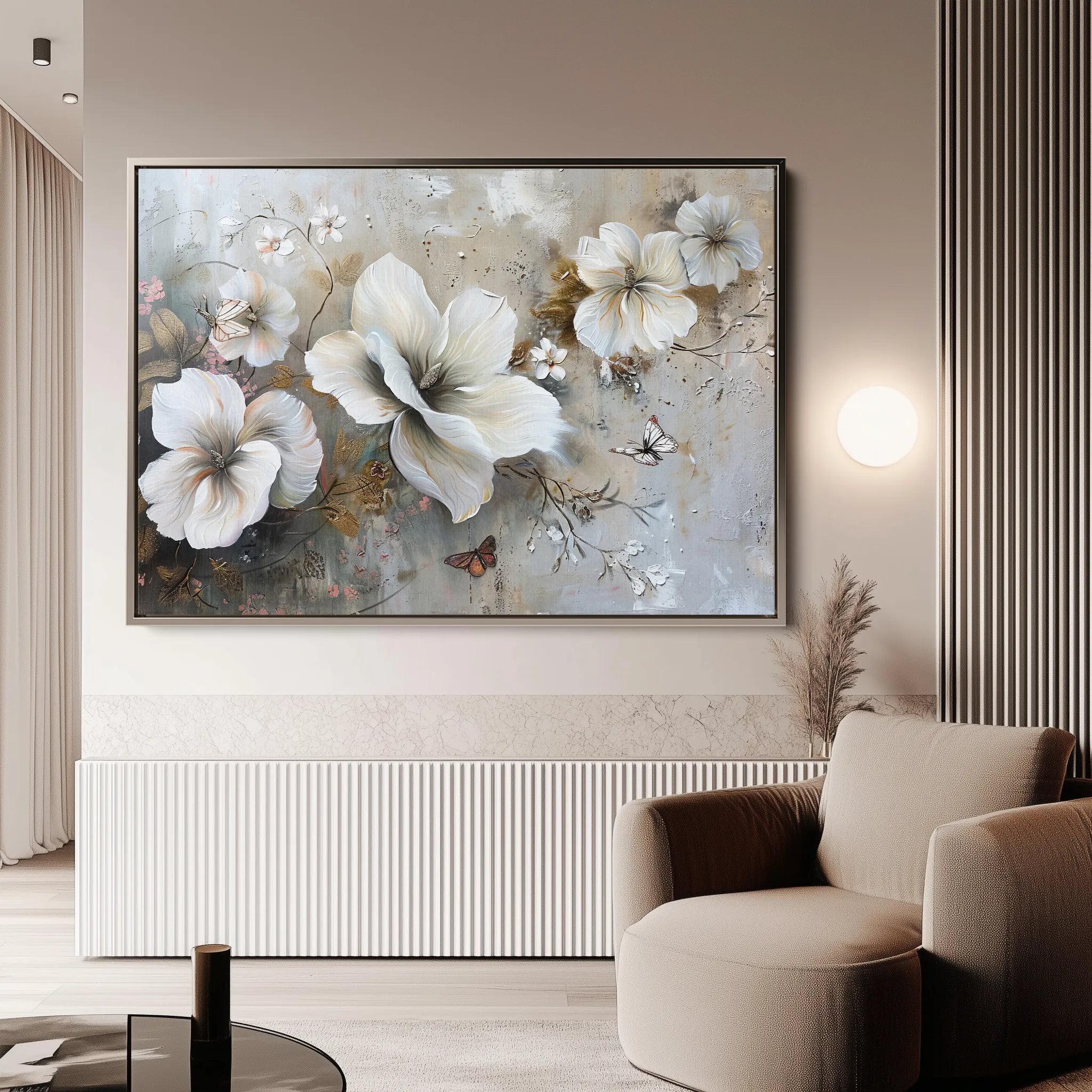 Floral 032 Canvas Art 60 x 40 cm / Black