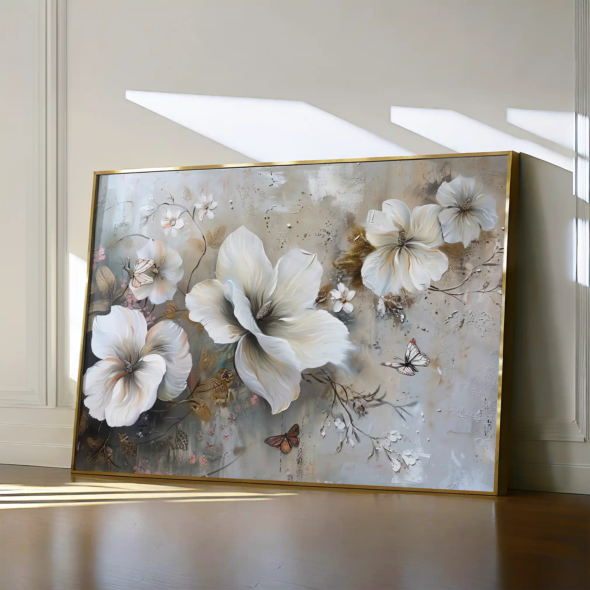 Floral 032 Canvas Art 60 x 40 cm / Black