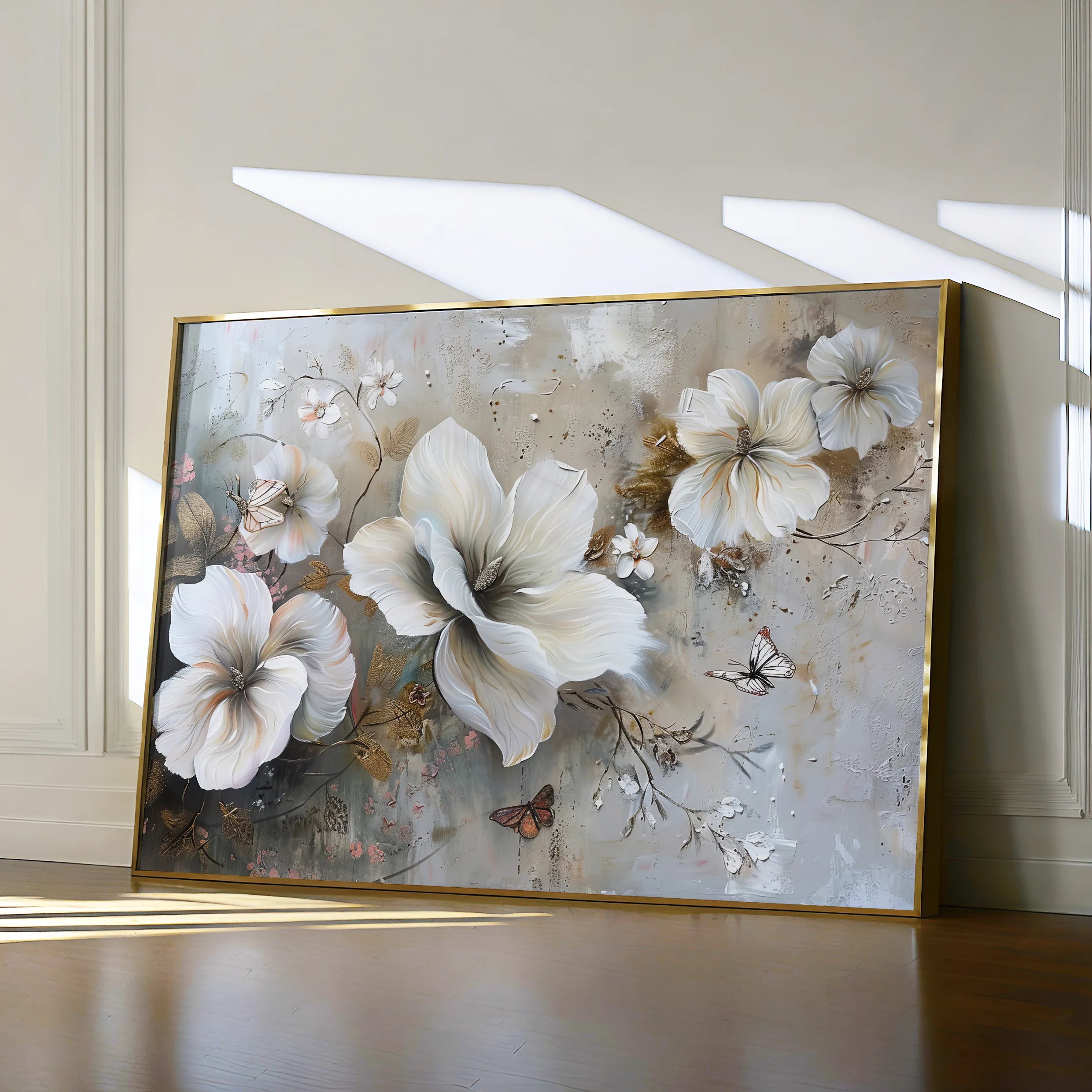 Floral 032 Canvas Art 60 x 40 cm / Black