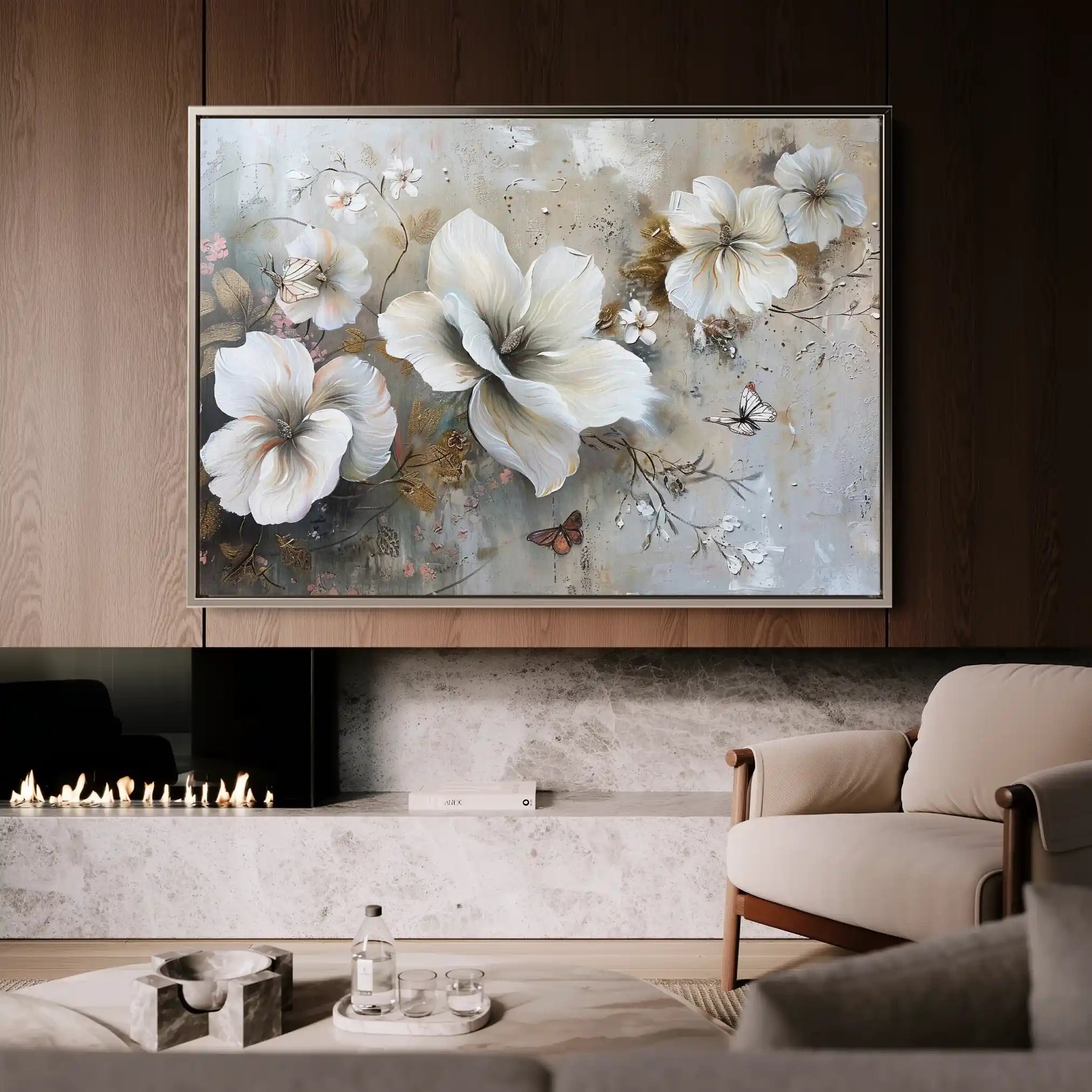 Floral 032 Canvas Art 60 x 40 cm / Black