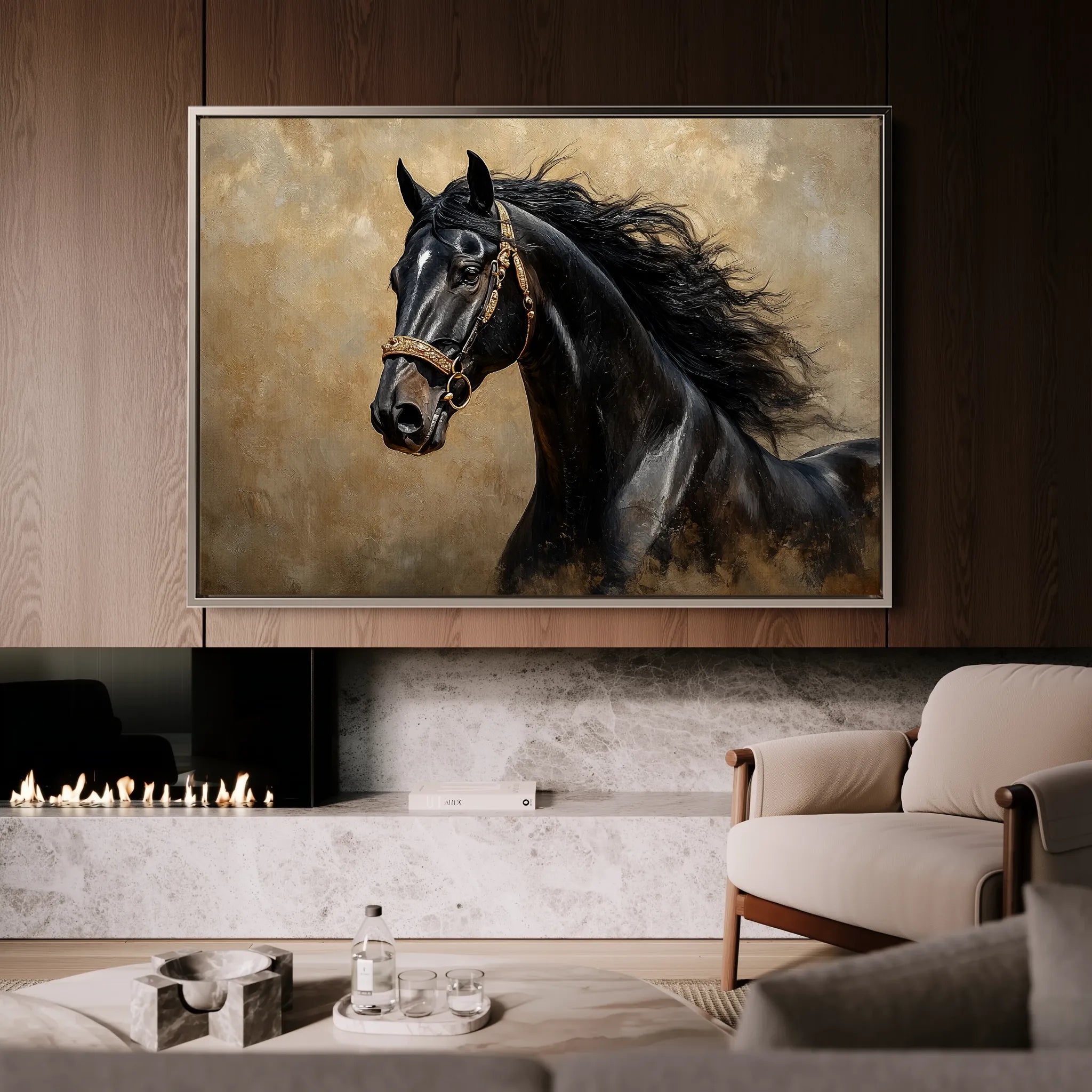 Horses 032 Canvas Art 60 x 40 cm / Black
