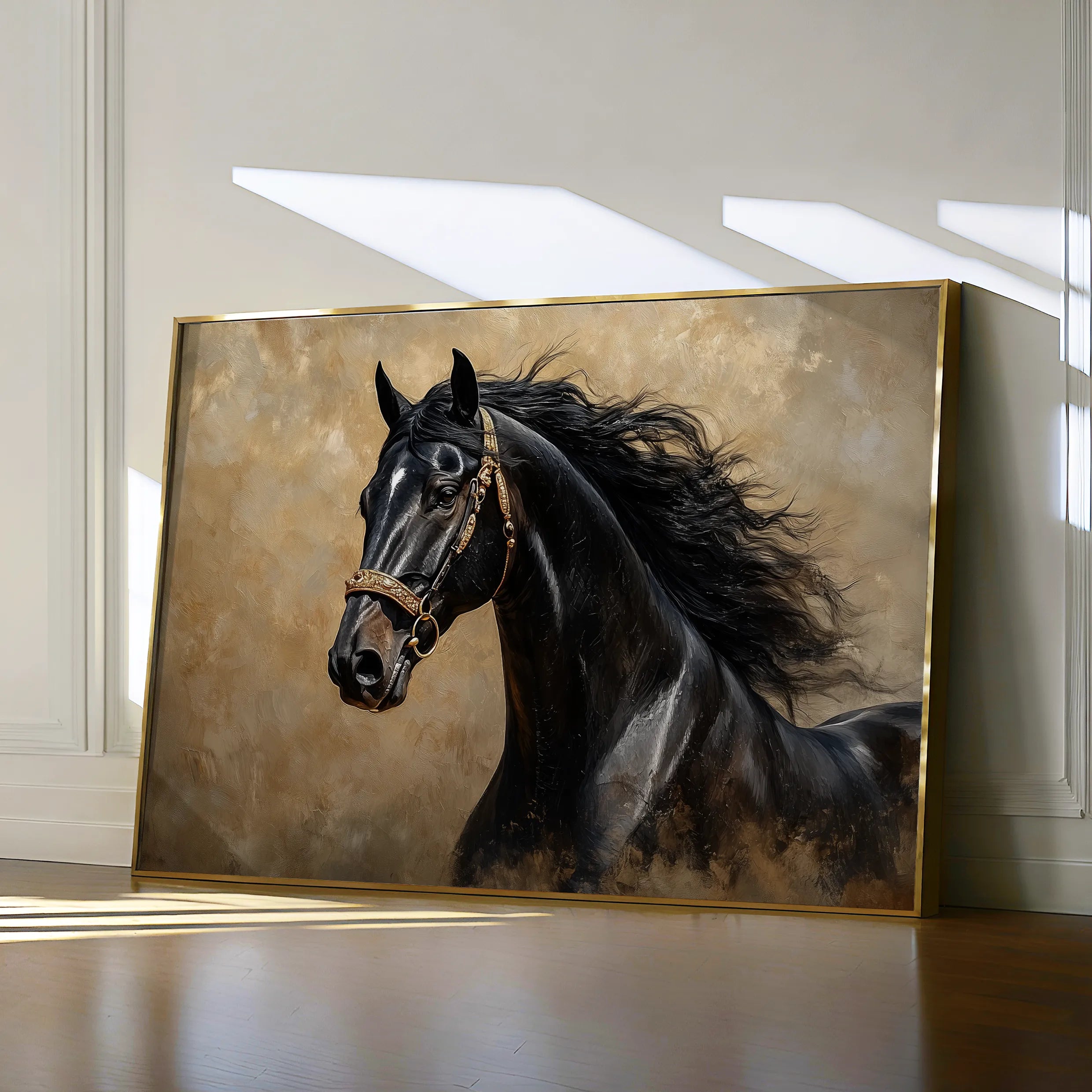 Horses 032 Canvas Art 60 x 40 cm / Black