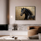 Horses 032 Canvas Art 60 x 40 cm / Black