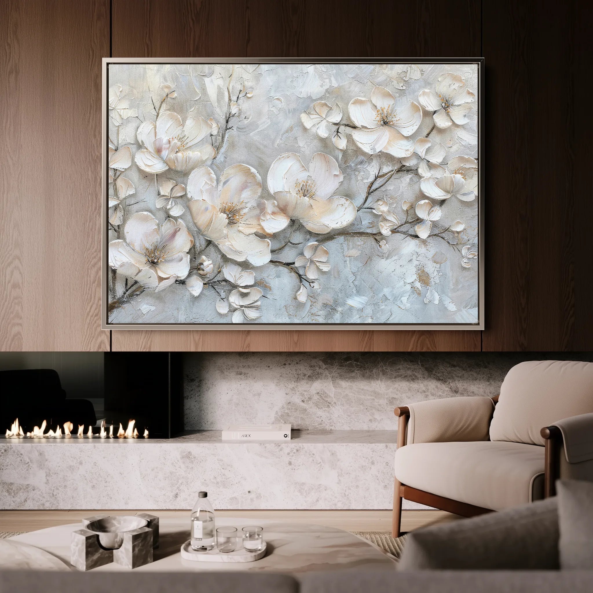 Floral 033 Canvas Art 60 x 40 cm / Black