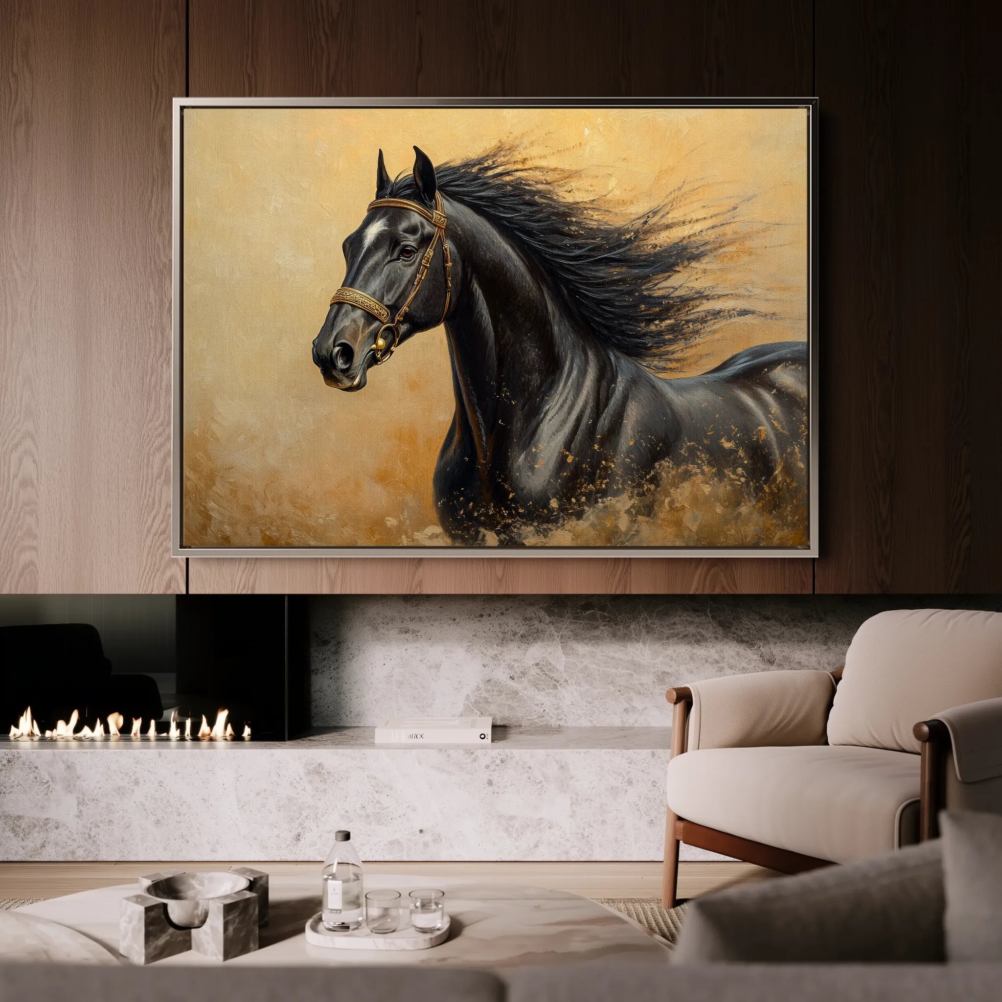 Horses 033 Canvas Art 60 x 40 cm / Black