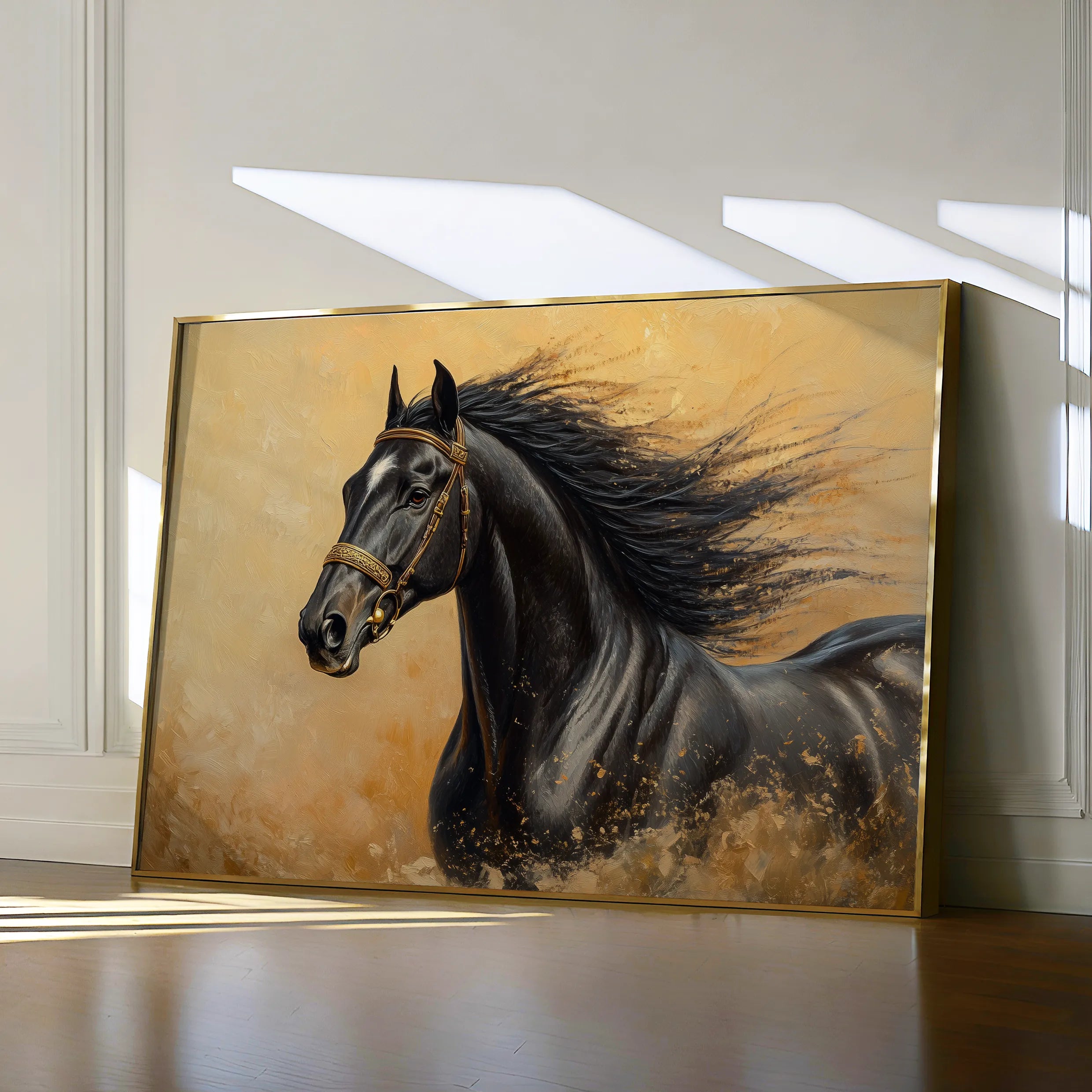 Horses 033 Canvas Art 60 x 40 cm / Black