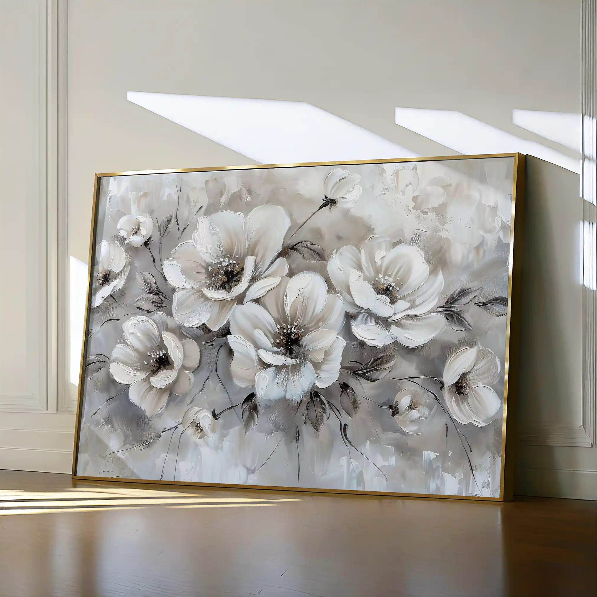 Floral 034 Canvas Art 60 x 40 cm / Black