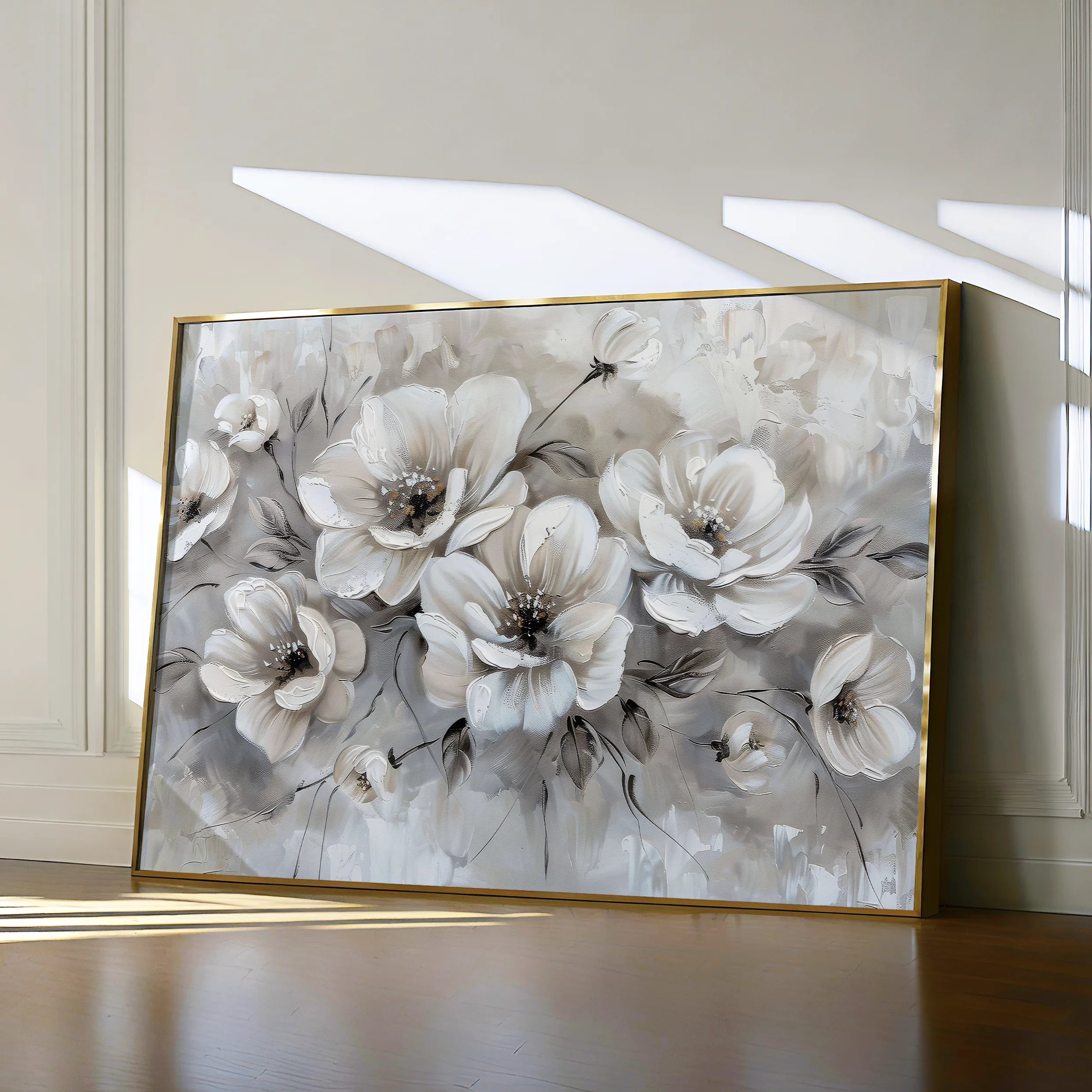 Floral 034 Canvas Art 60 x 40 cm / Black