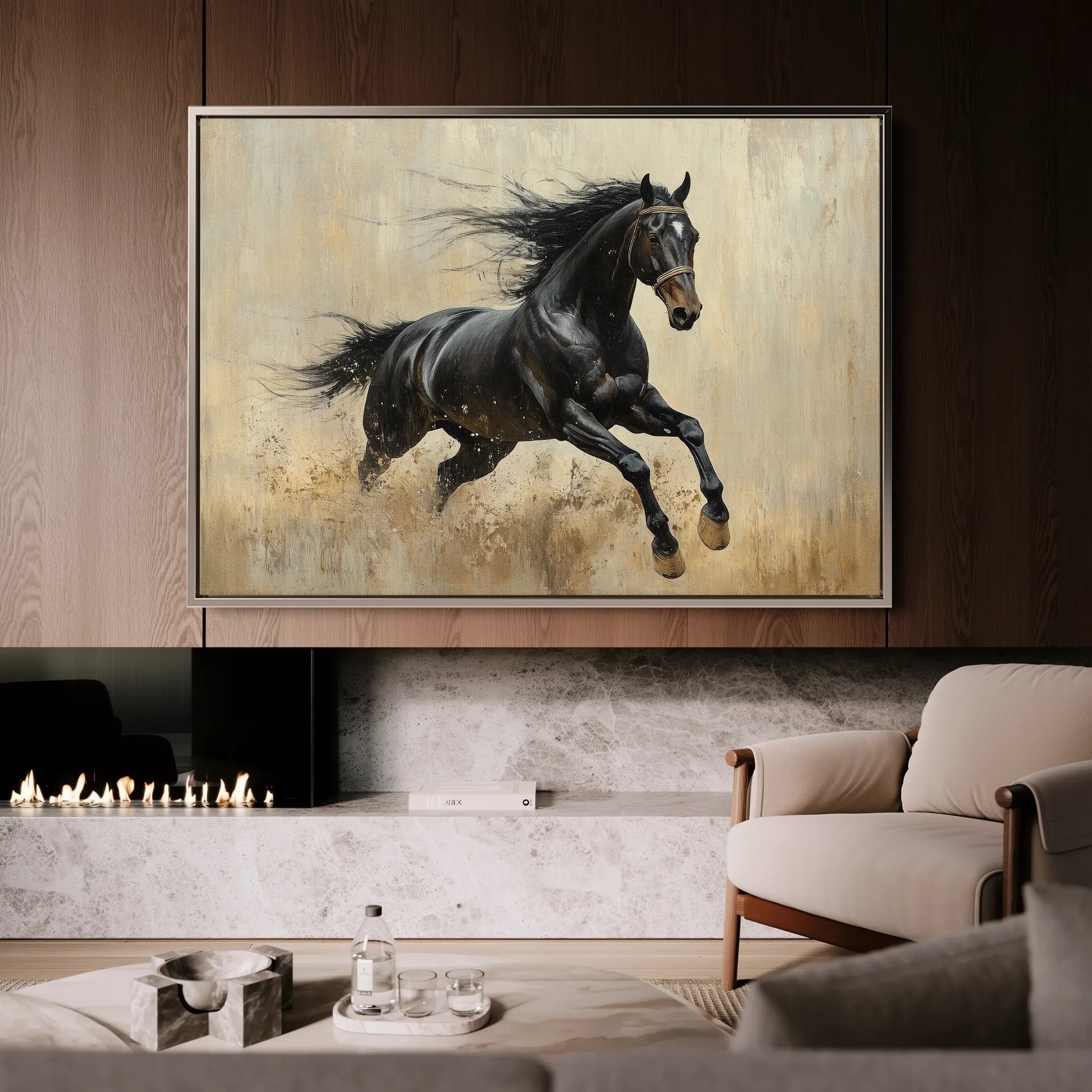 Horses 034 Canvas Art 60 x 40 cm / Black
