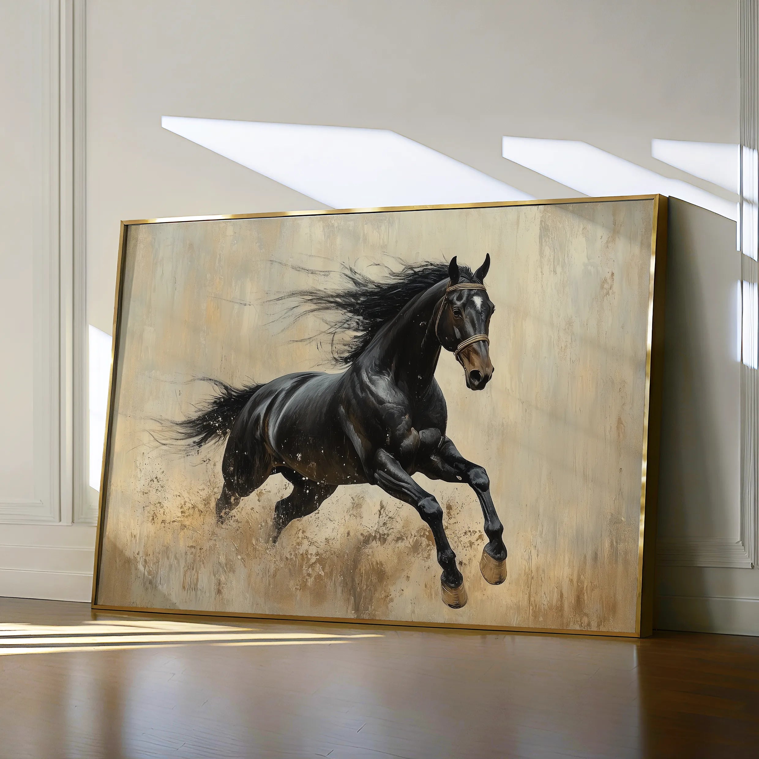 Horses 034 Canvas Art 60 x 40 cm / Black