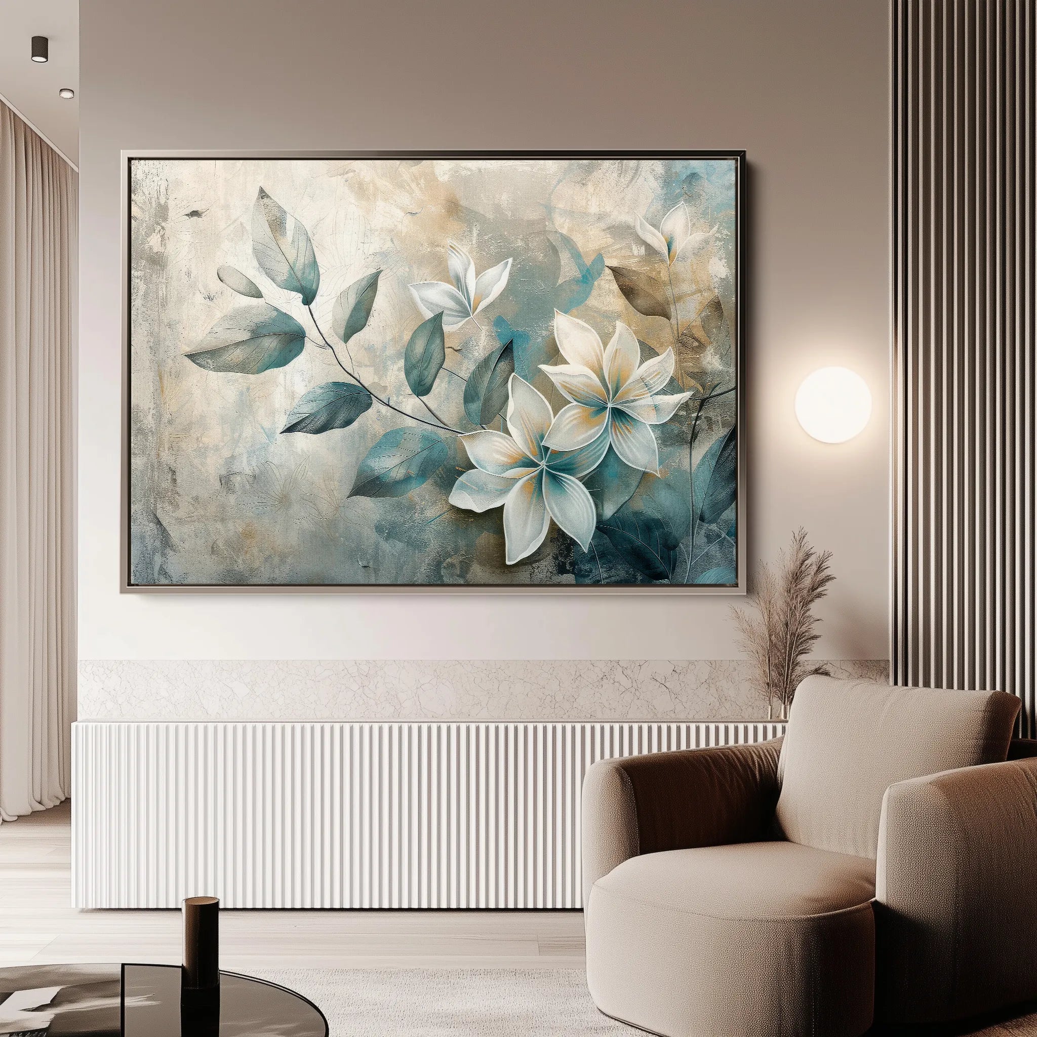 Floral 035 Canvas Art 60 x 40 cm / Black