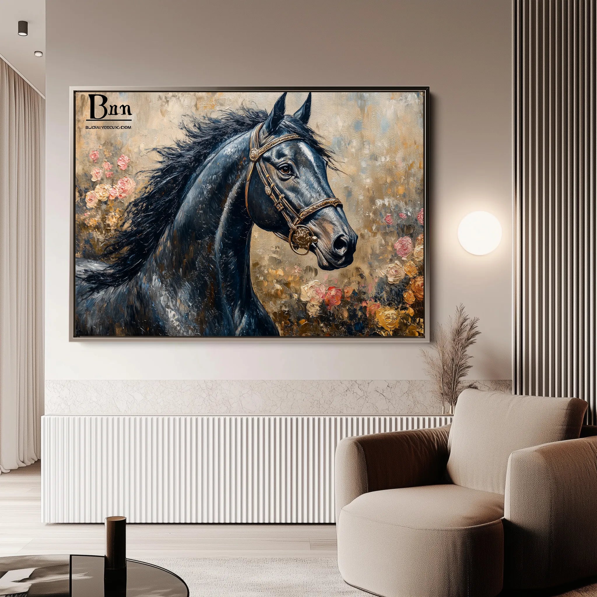 Horses 035 Canvas Art 60 x 40 cm / Black