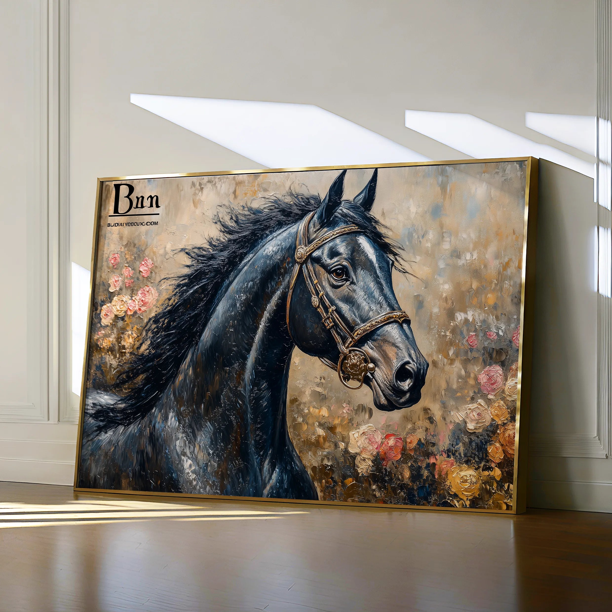 Horses 035 Canvas Art 60 x 40 cm / Black