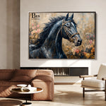 Horses 035 Canvas Art 60 x 40 cm / Black