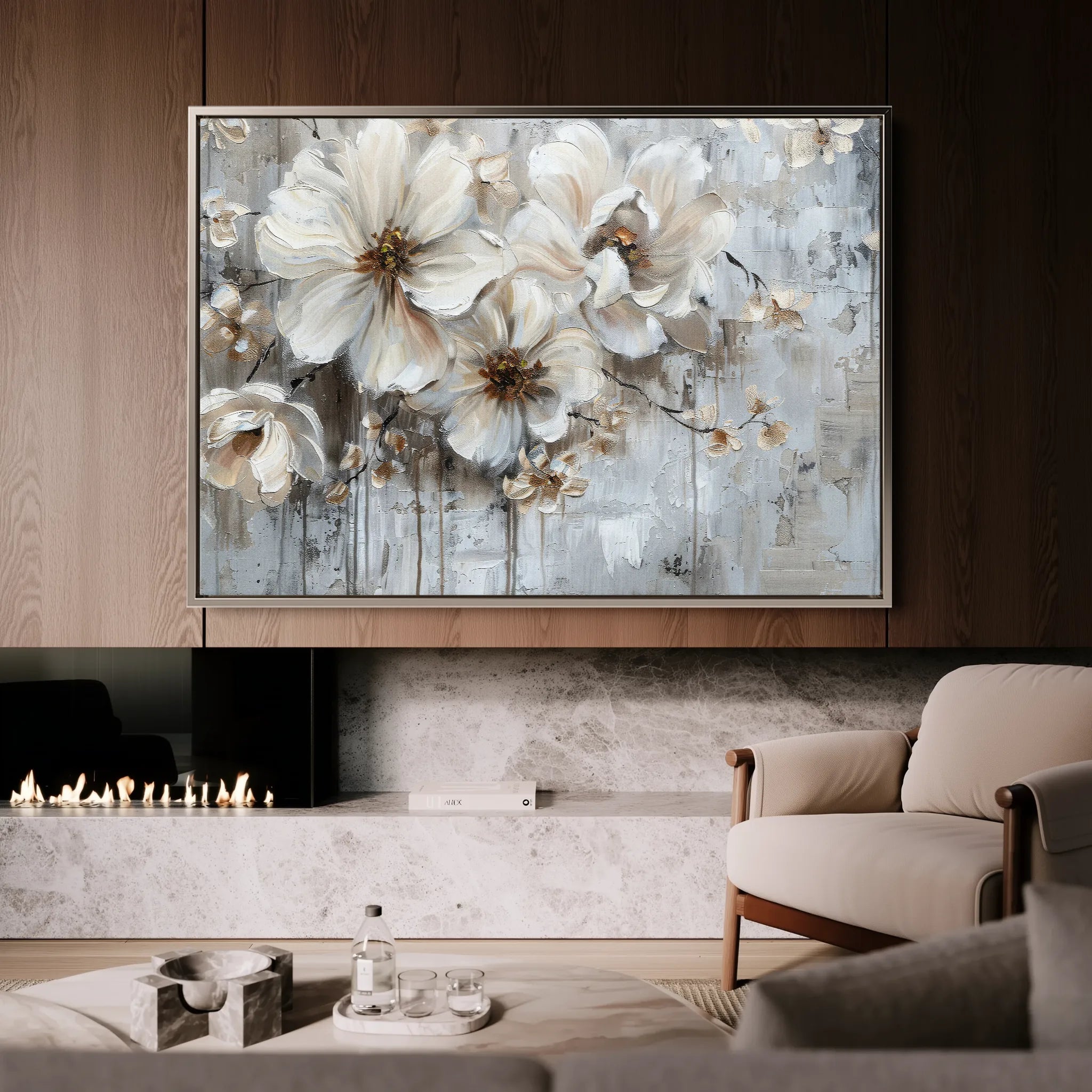 Floral 036 Canvas Art 60 x 40 cm / Black