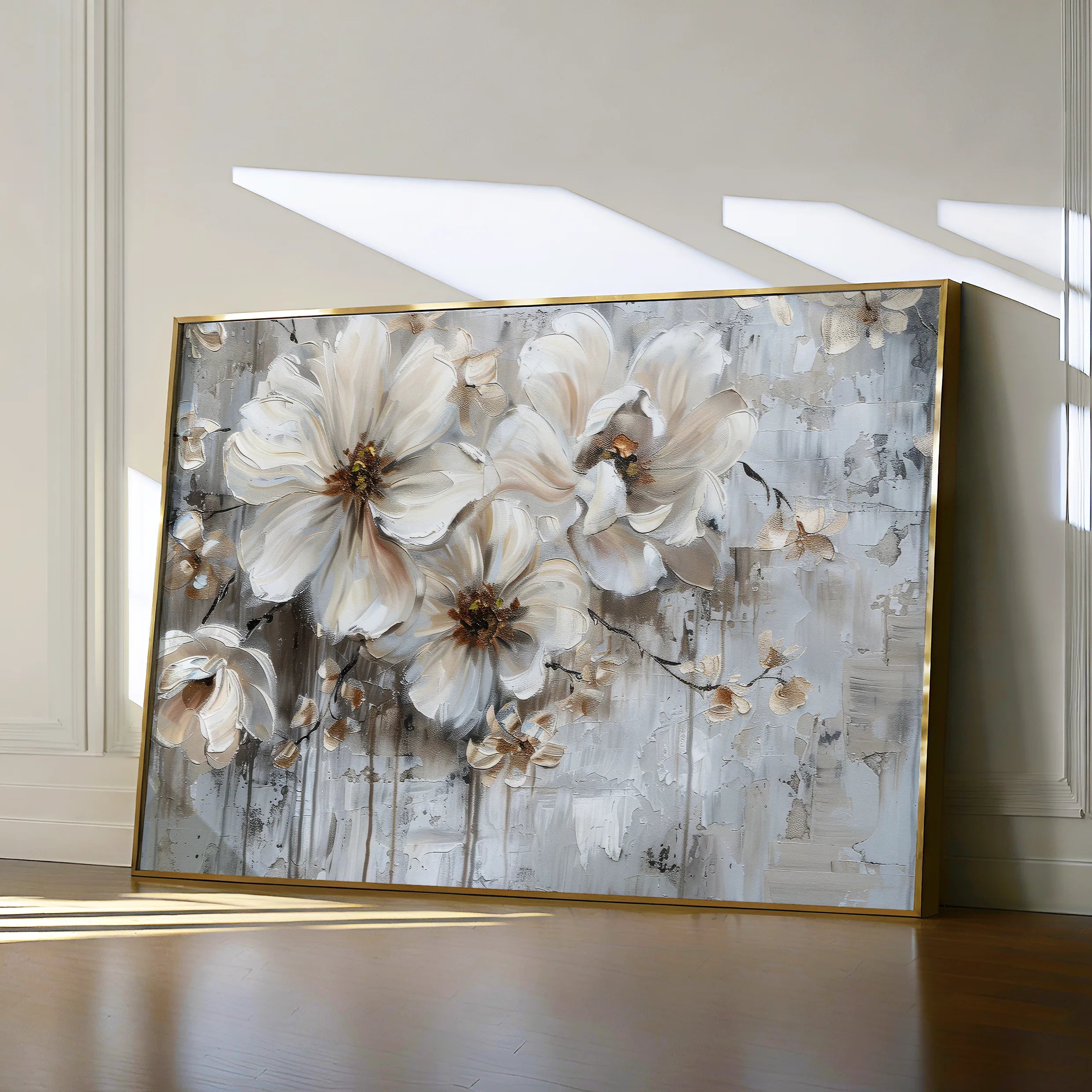 Floral 036 Canvas Art 60 x 40 cm / Black
