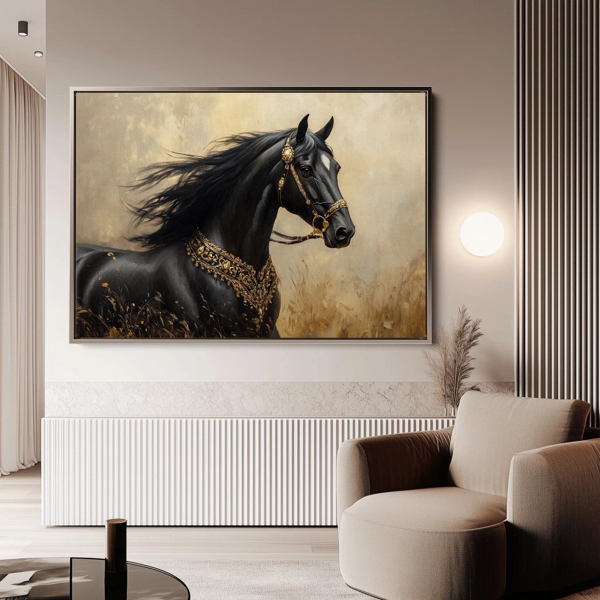 Horses 036 Canvas Art 60 x 40 cm / Black