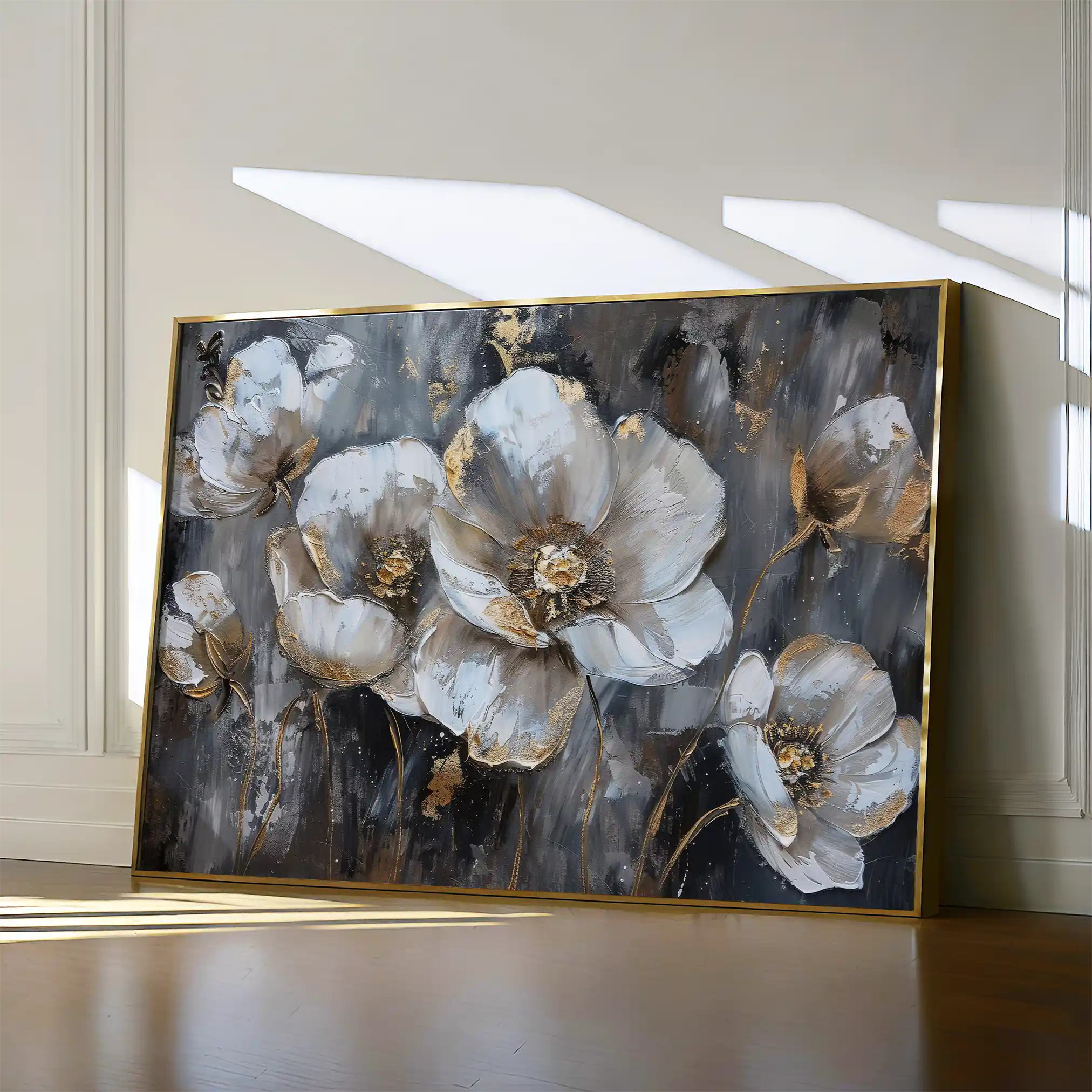 Floral 037 Canvas Art 60 x 40 cm / Black