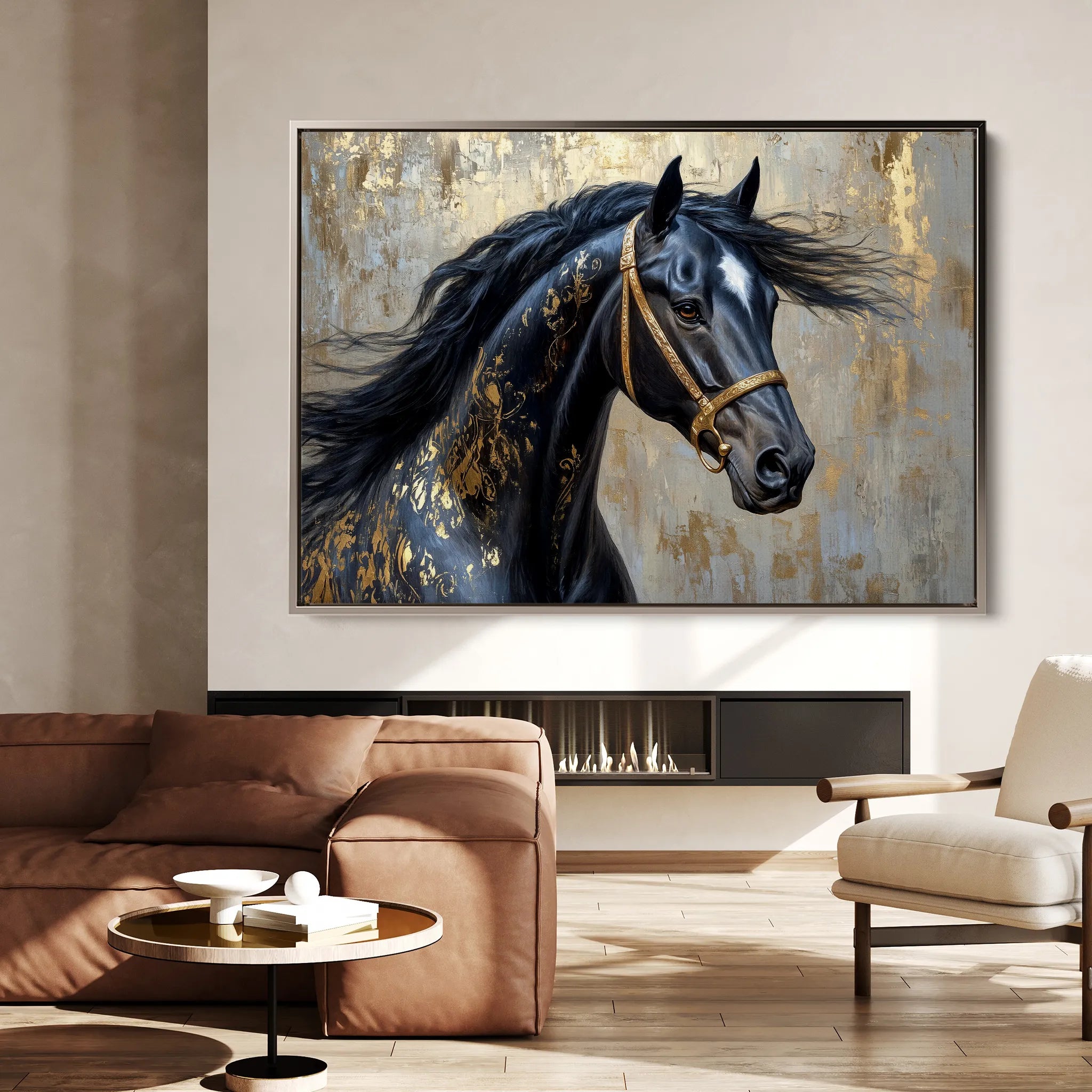 Horses 037 Canvas Art 60 x 40 cm / Black