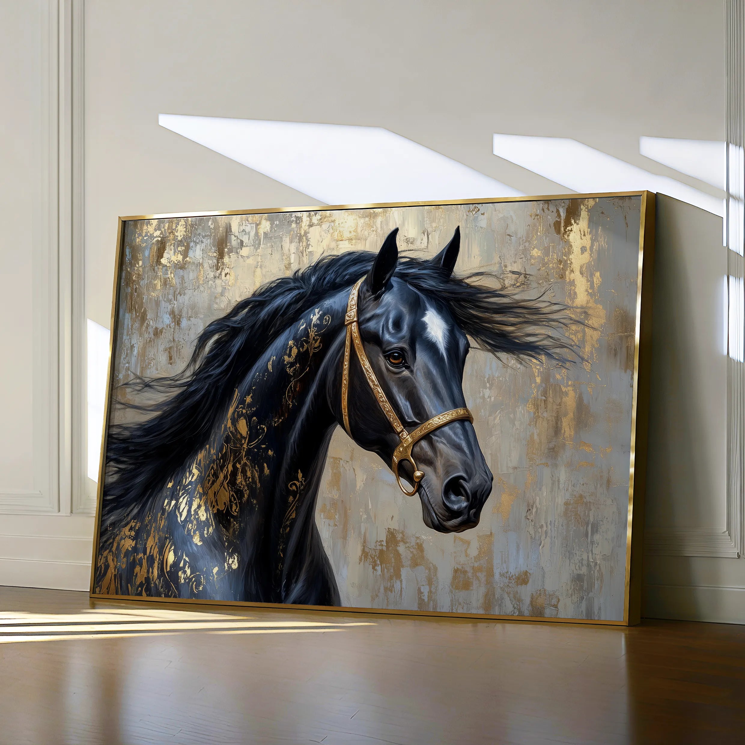 Horses 037 Canvas Art 60 x 40 cm / Black
