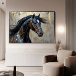 Horses 037 Canvas Art 60 x 40 cm / Black