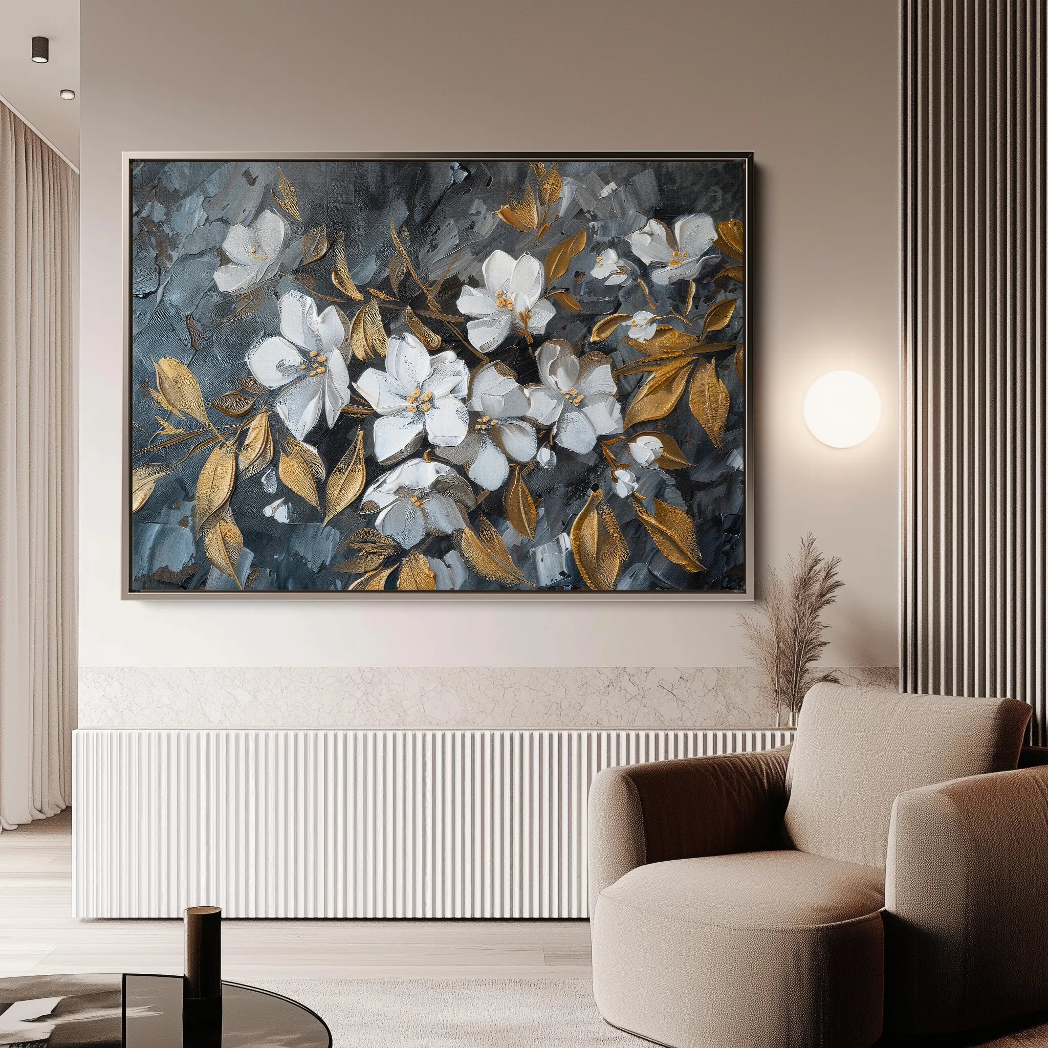 Floral 038 Canvas Art 60 x 40 cm / Black