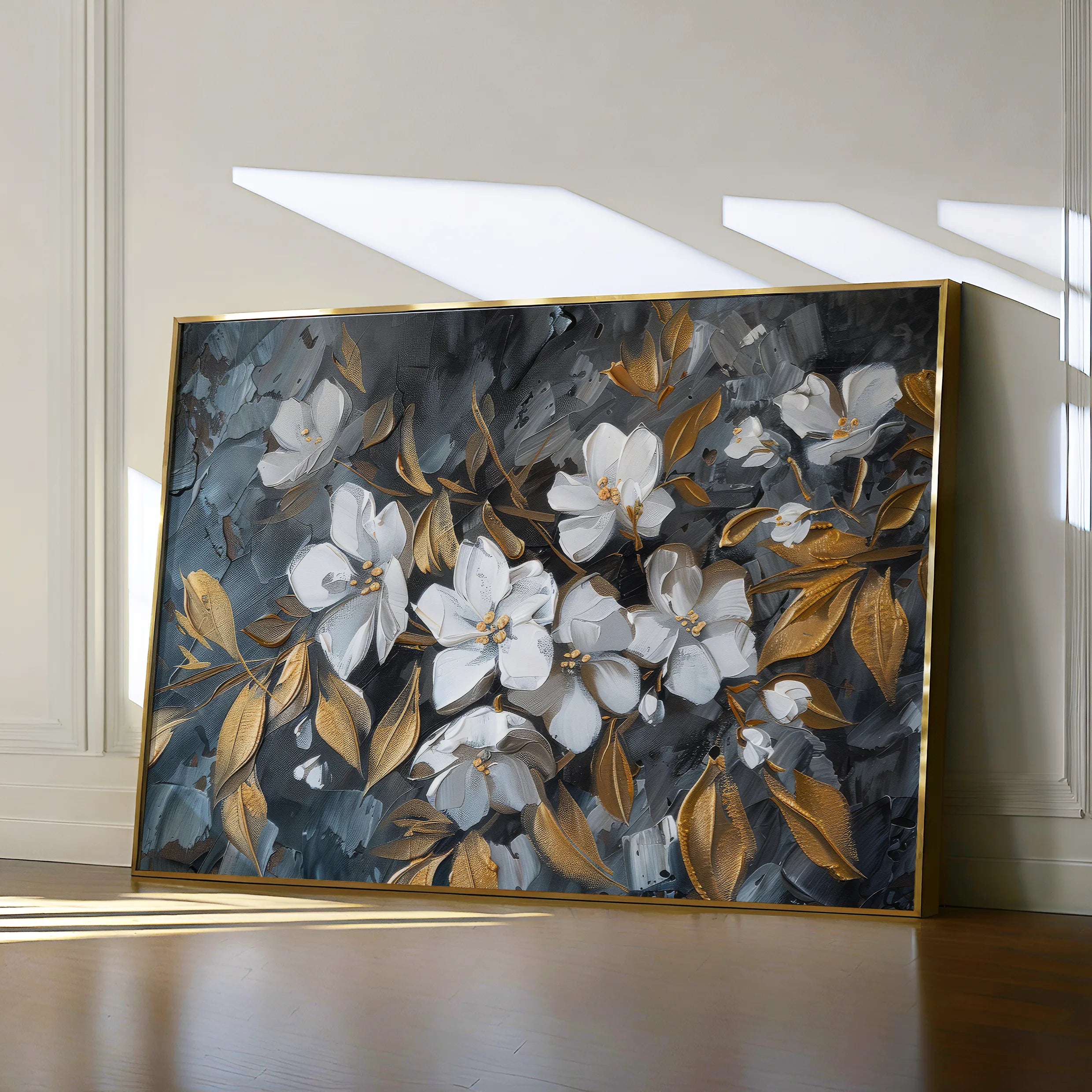 Floral 038 Canvas Art 60 x 40 cm / Black