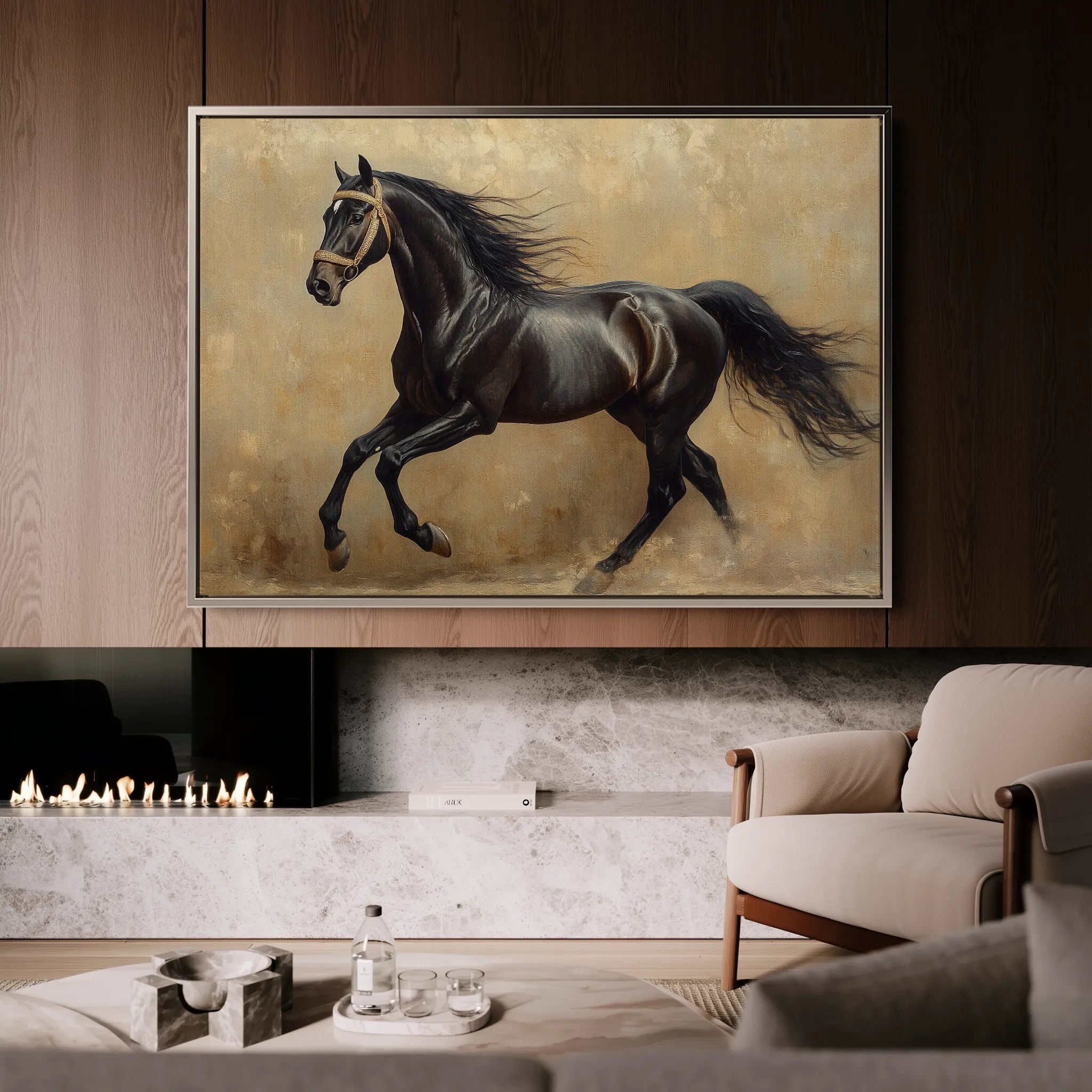 Horses 038 Canvas Art 60 x 40 cm / Black