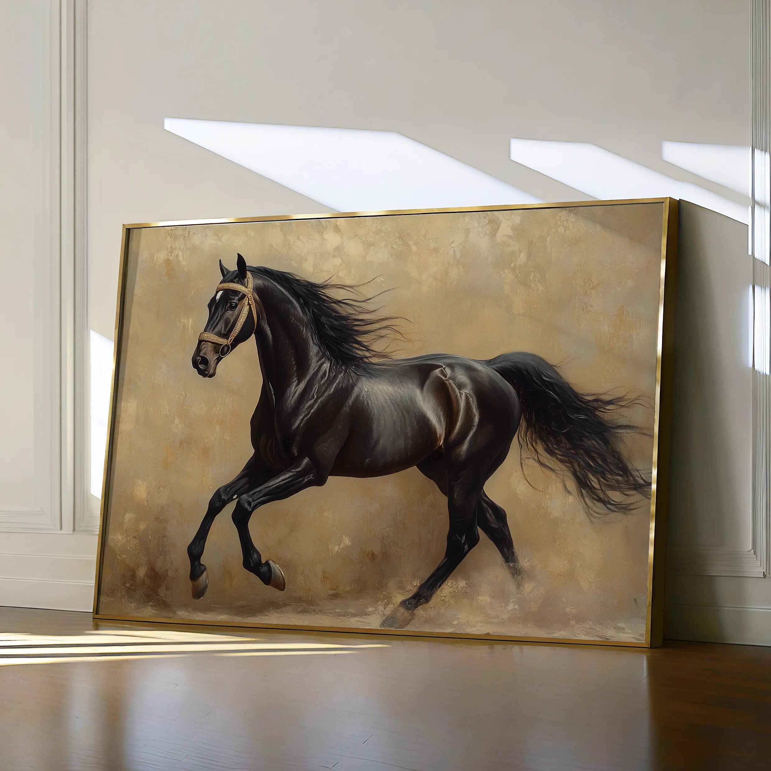 Horses 038 Canvas Art 60 x 40 cm / Black
