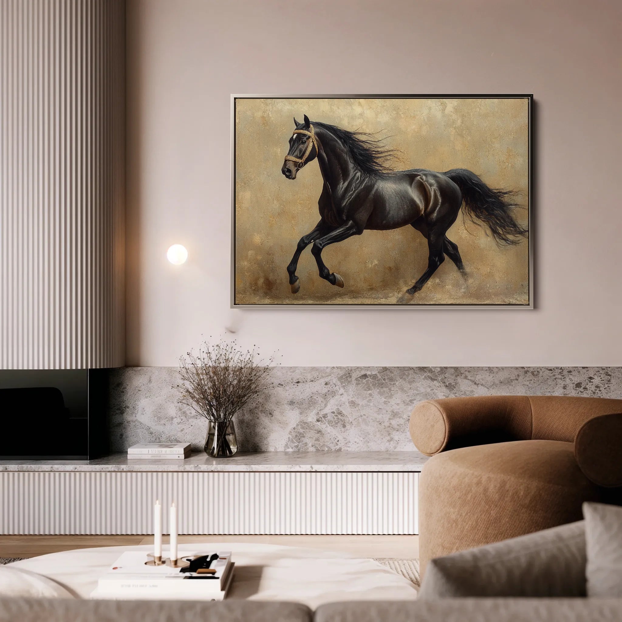 Horses 038 Canvas Art 60 x 40 cm / Black