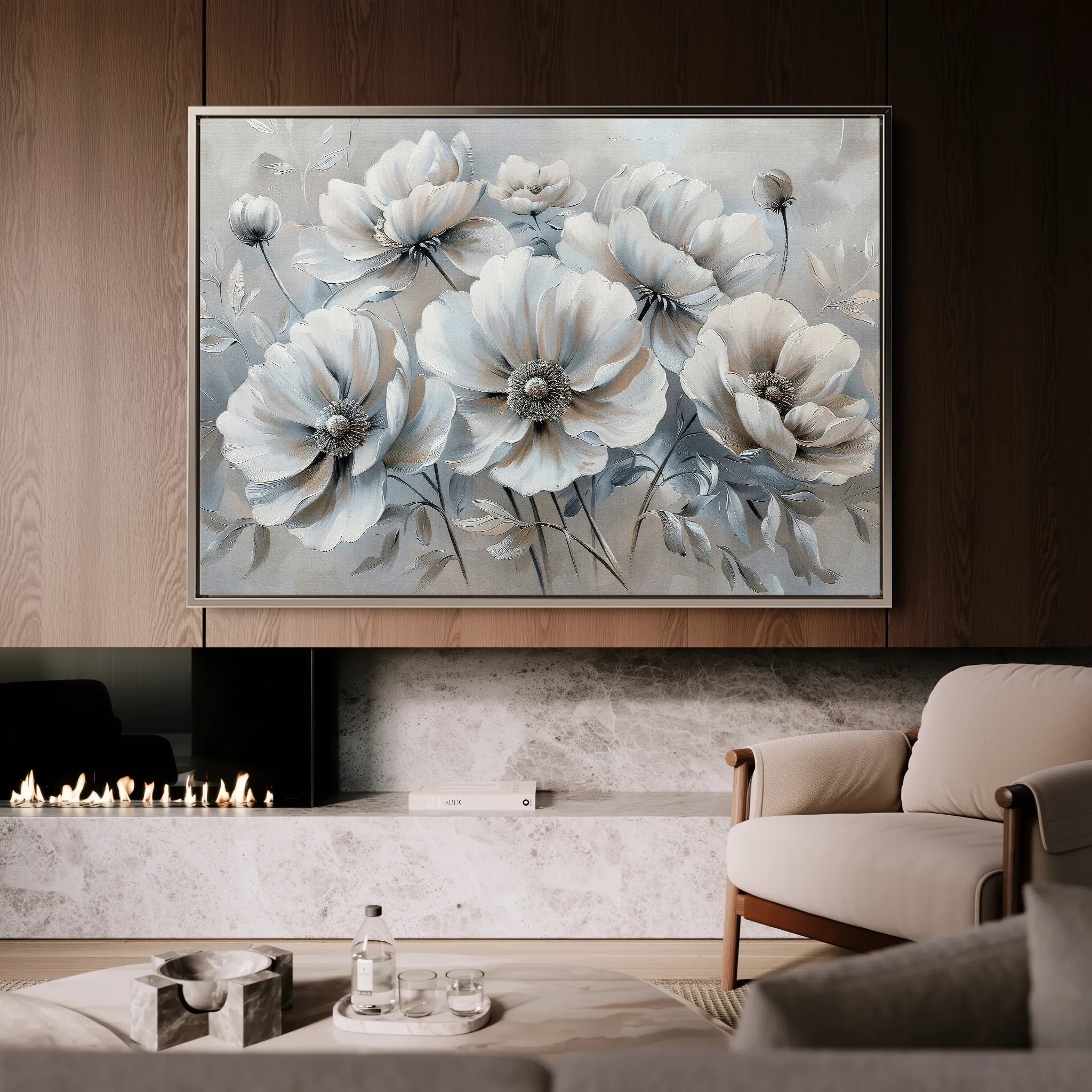 Floral 039 Canvas Art 60 x 40 cm / Black