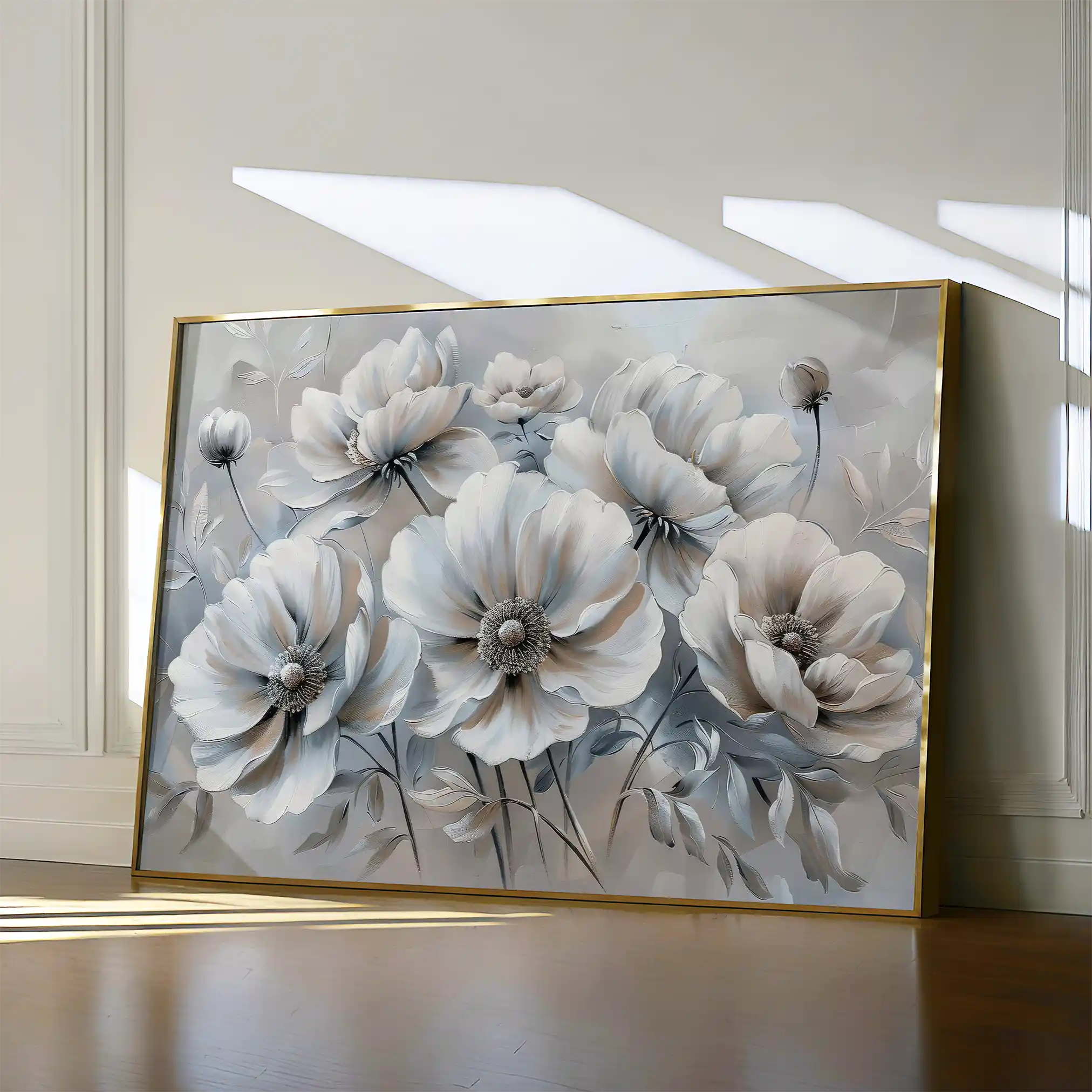 Floral 039 Canvas Art 60 x 40 cm / Black