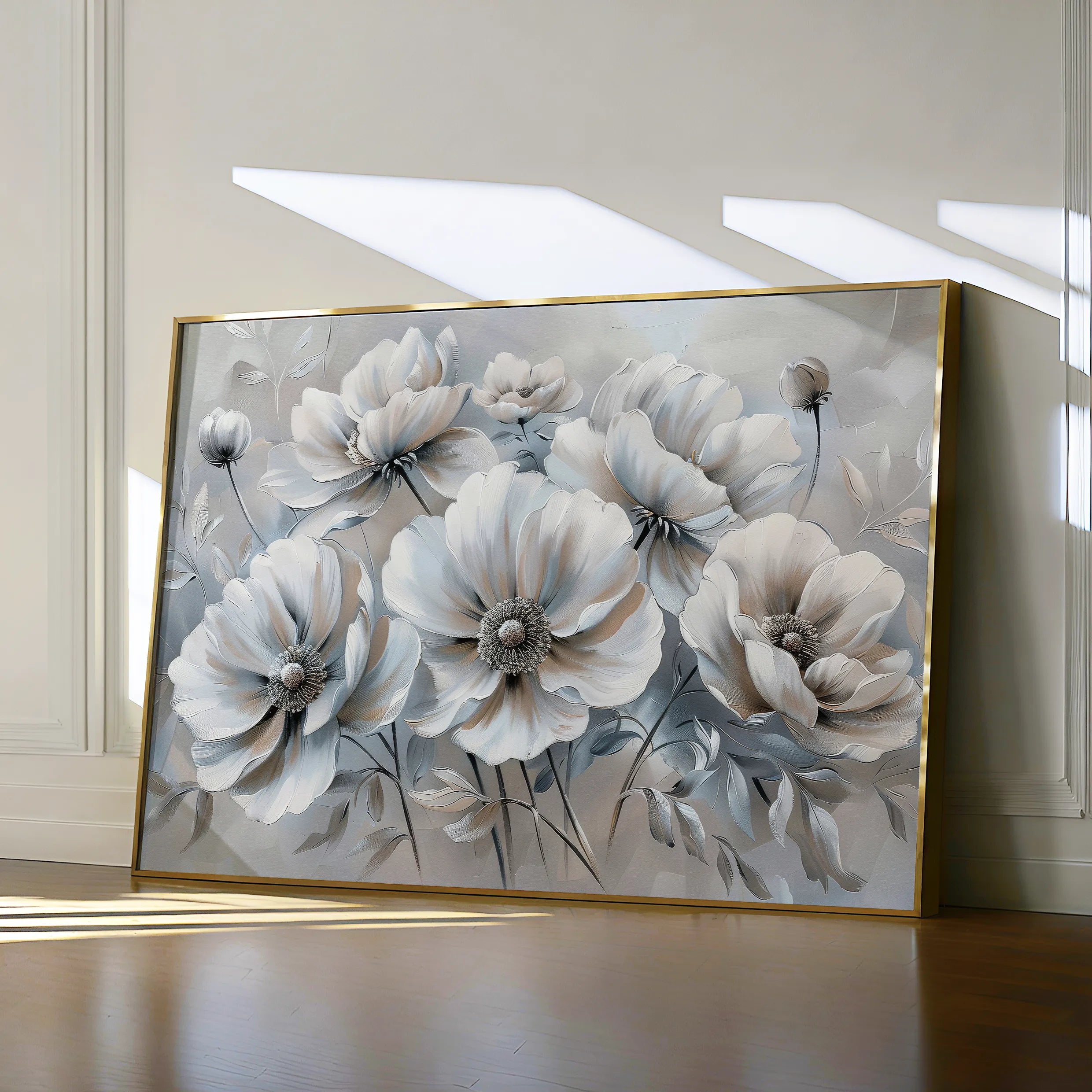 Floral 039 Canvas Art 60 x 40 cm / Black