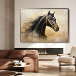 Horses 039 Canvas Art 60 x 40 cm / Black