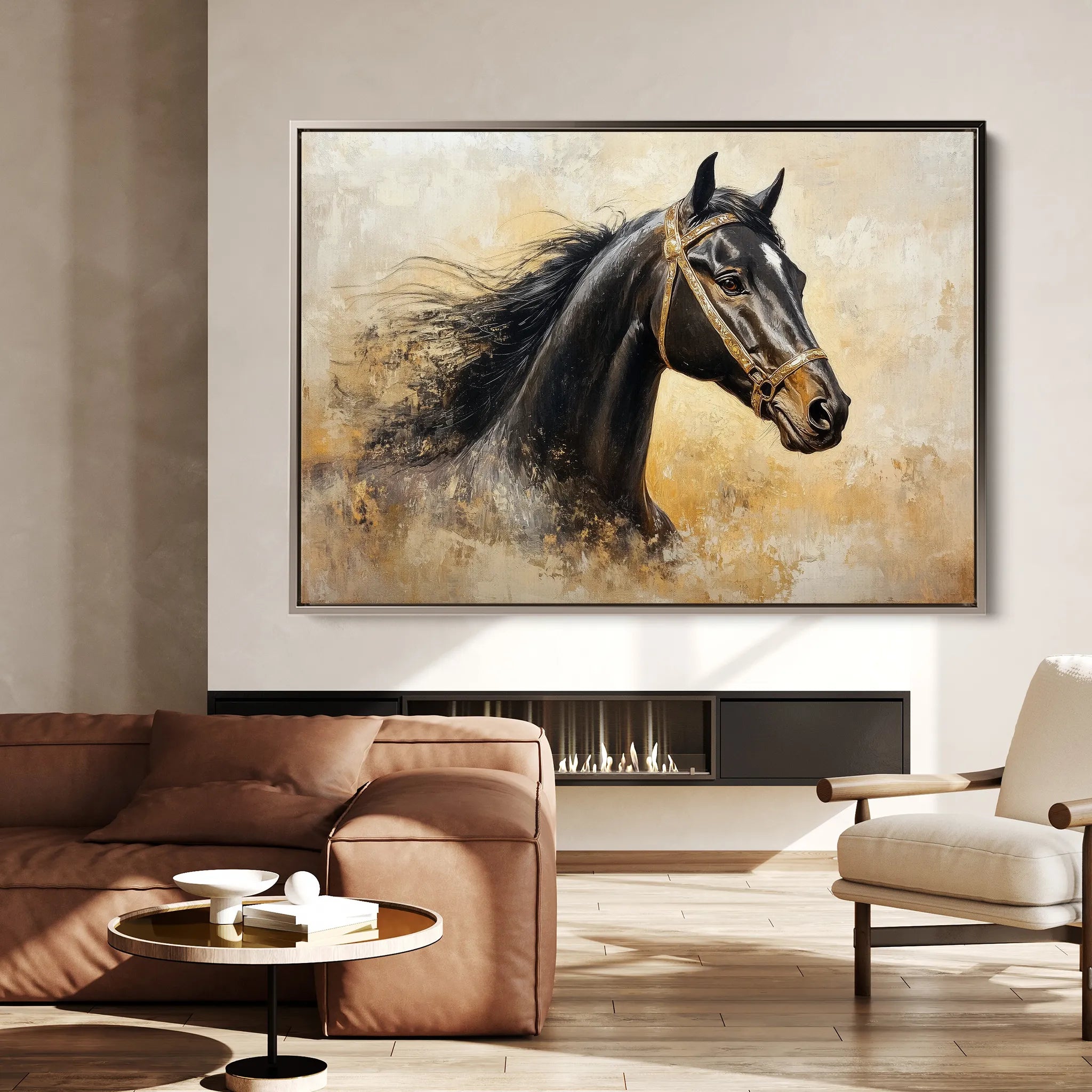 Horses 039 Canvas Art 60 x 40 cm / Black