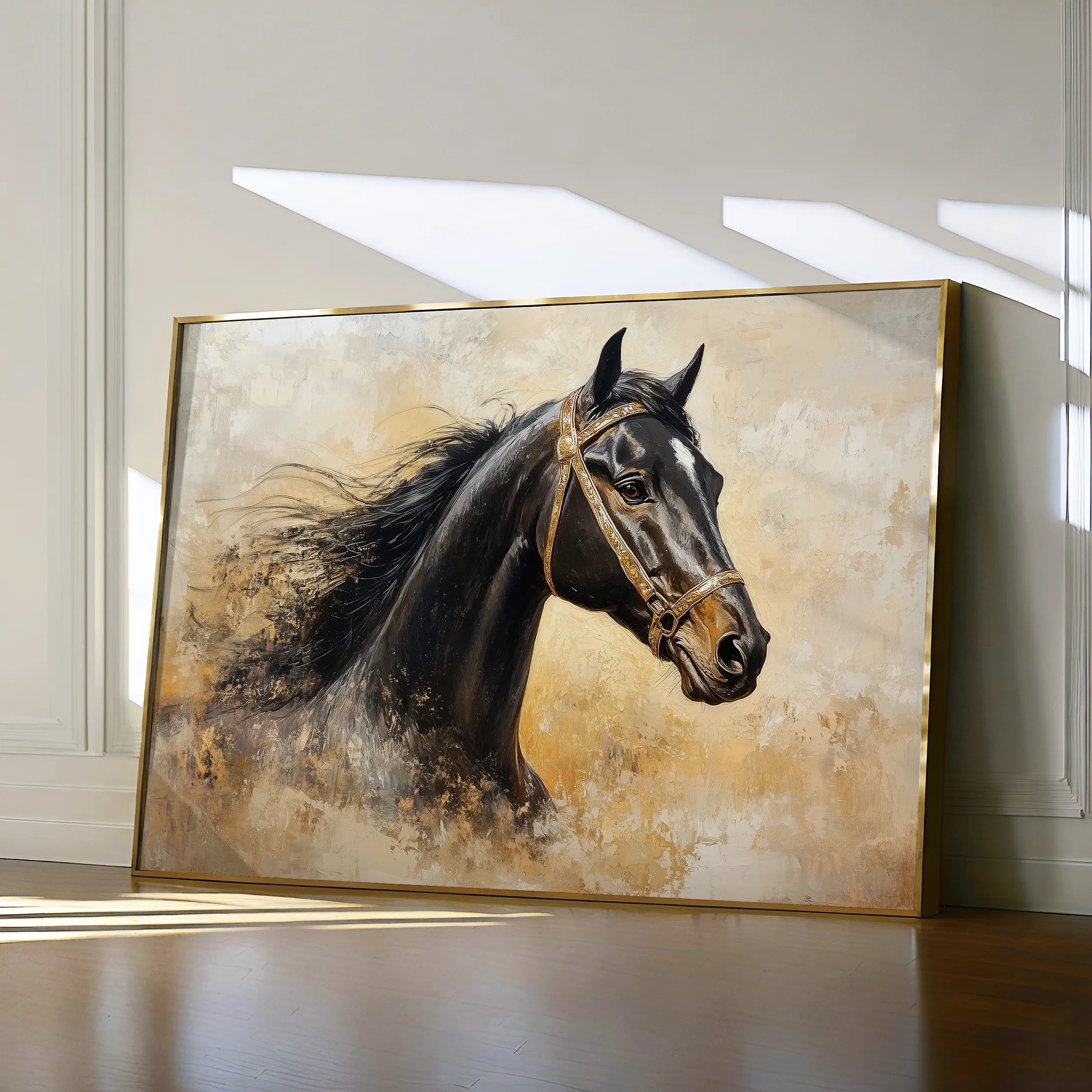 Horses 039 Canvas Art 60 x 40 cm / Black