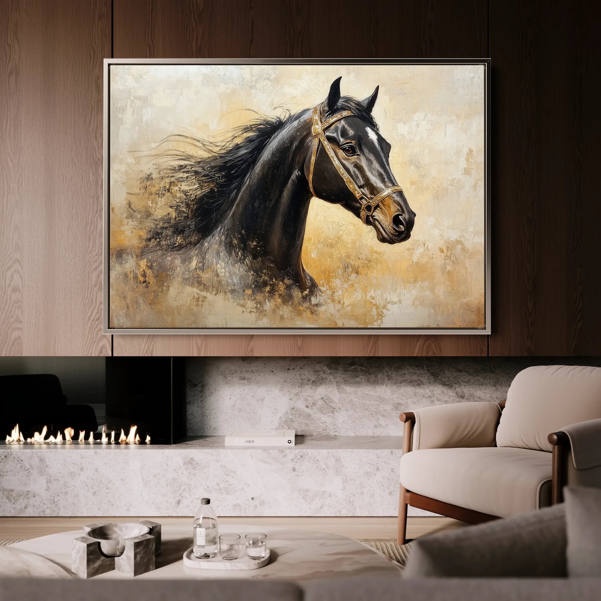 Horses 039 Canvas Art 60 x 40 cm / Black
