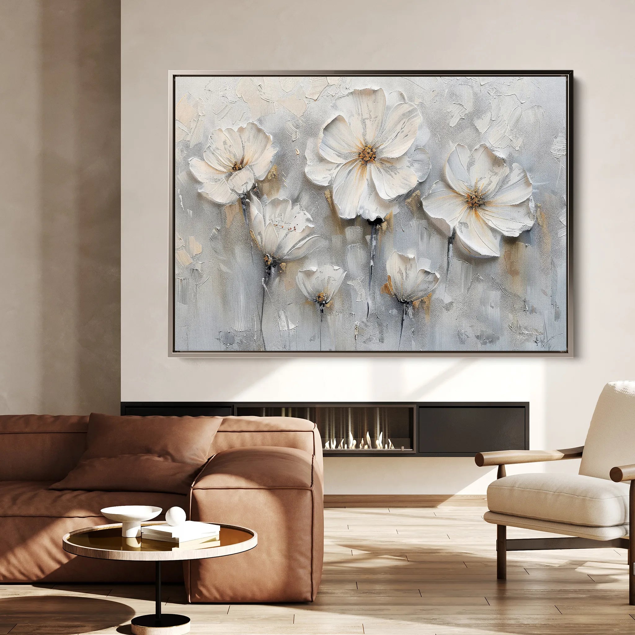 Floral 040 Canvas Art 60 x 40 cm / Black