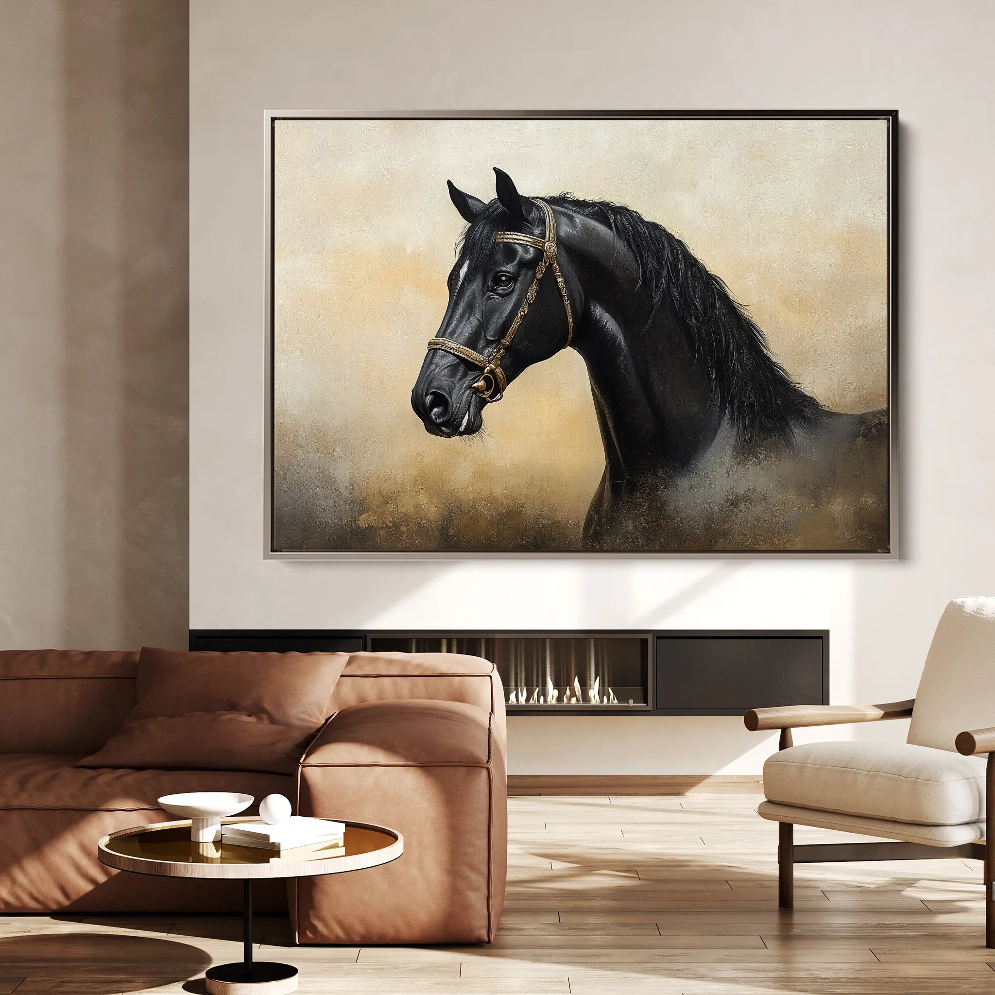 Horses 040 Canvas Art 60 x 40 cm / Black