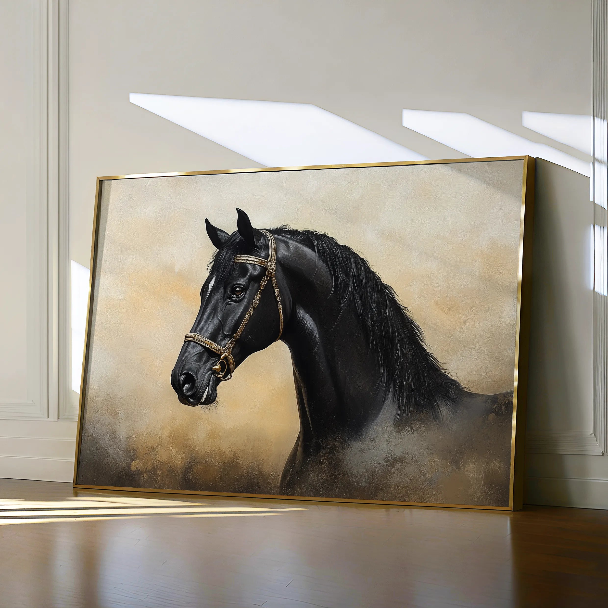 Horses 040 Canvas Art 60 x 40 cm / Black