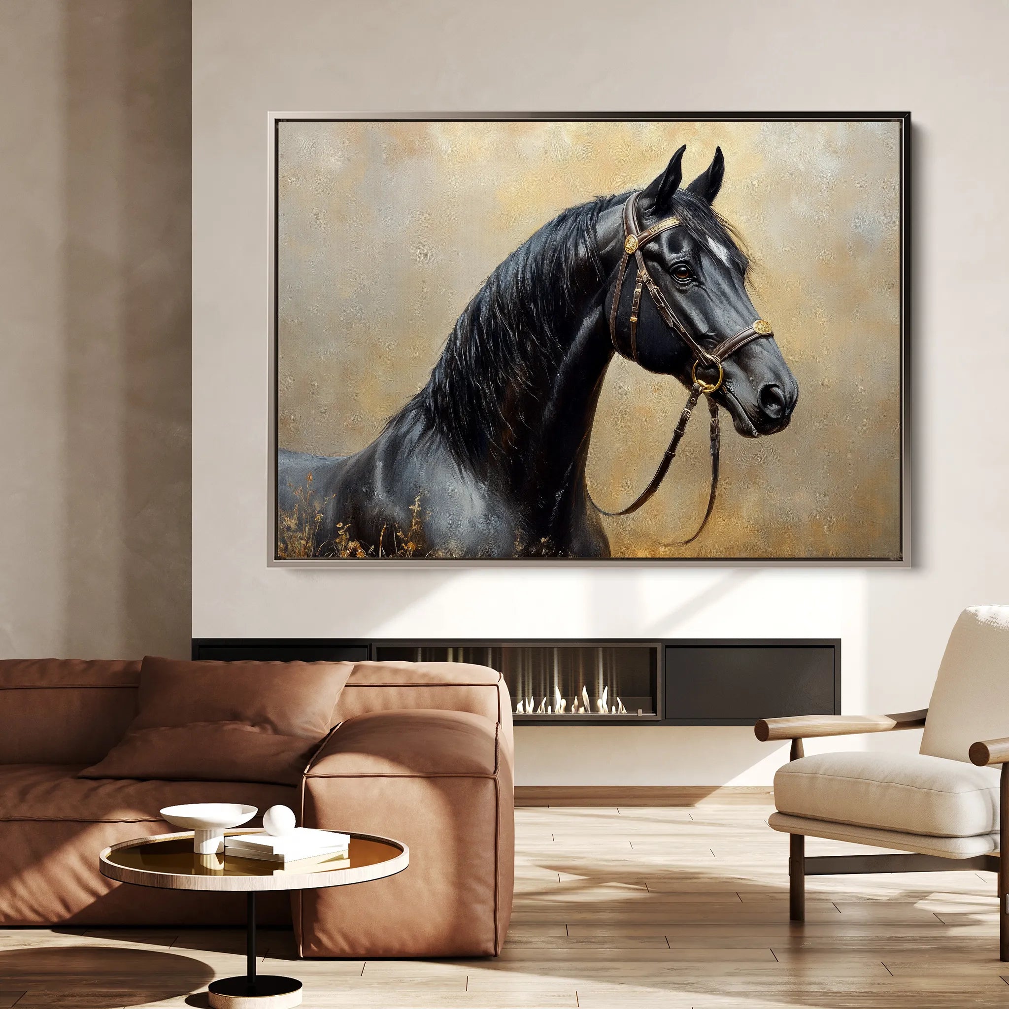 Horses 041 Canvas Art 60 x 40 cm / Black