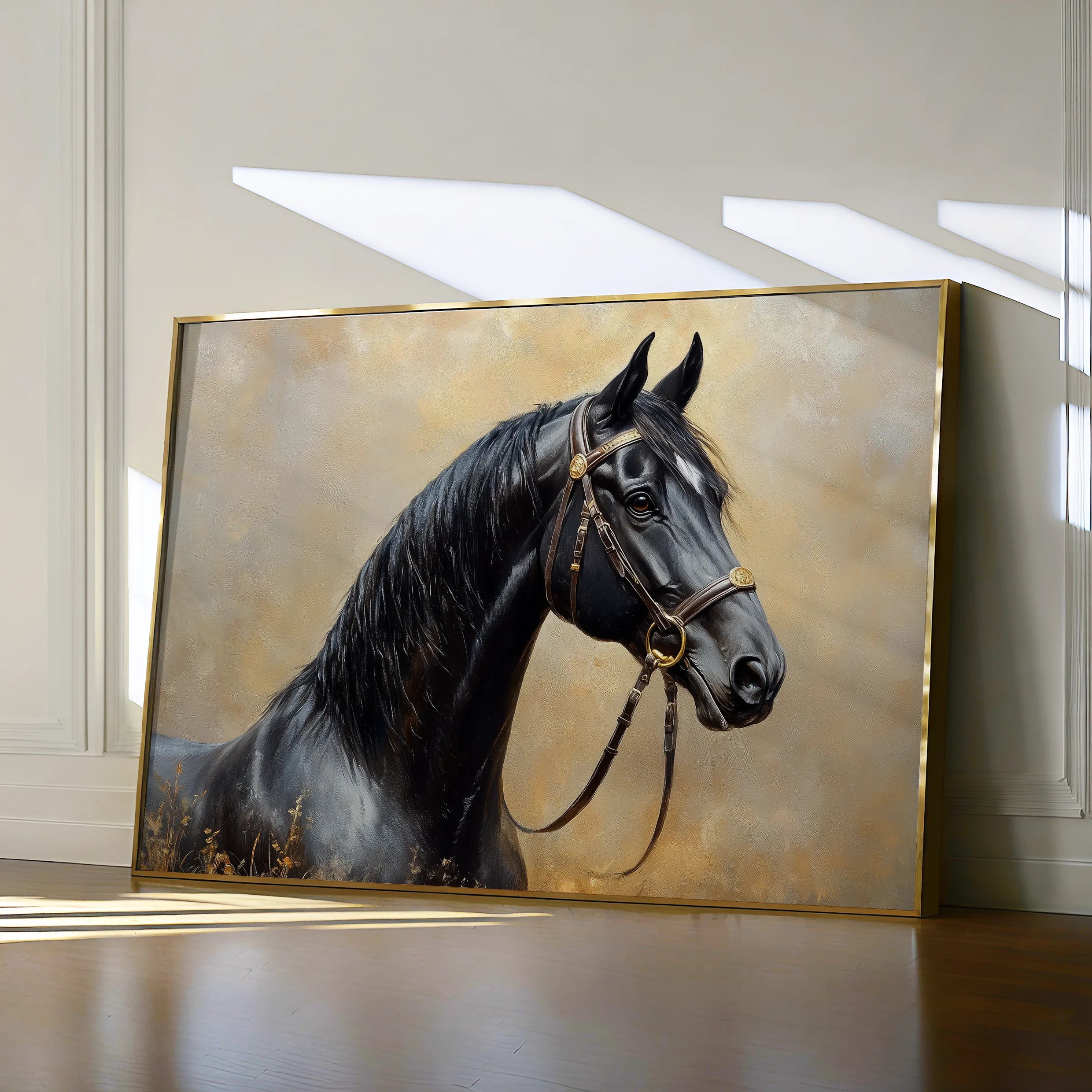 Horses 041 Canvas Art 60 x 40 cm / Black