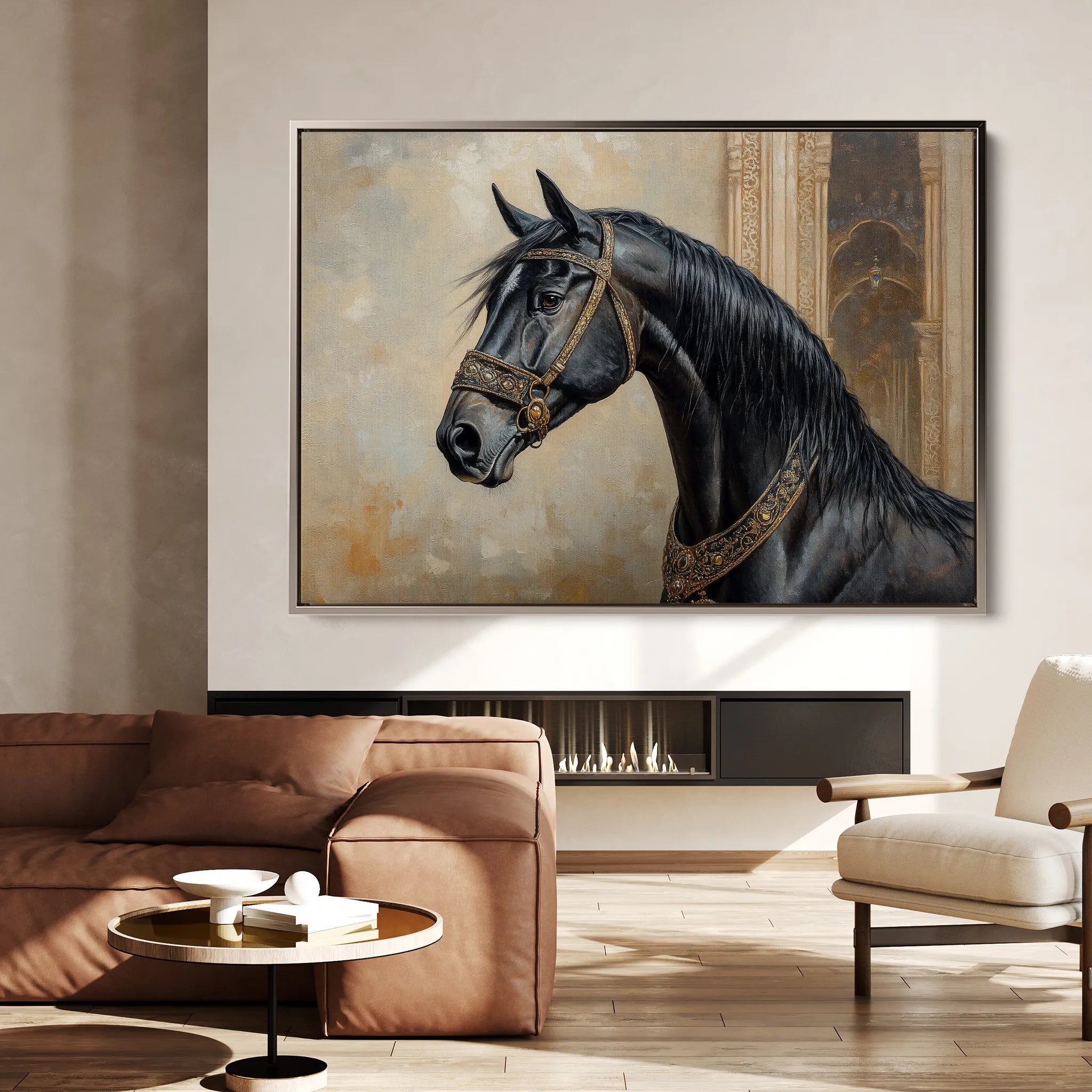 Horses 042 Canvas Art 60 x 40 cm / Black