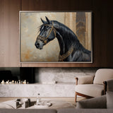 Horses 042 Canvas Art 60 x 40 cm / Black