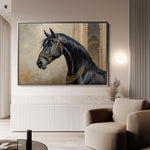 Horses 042 Canvas Art 60 x 40 cm / Black