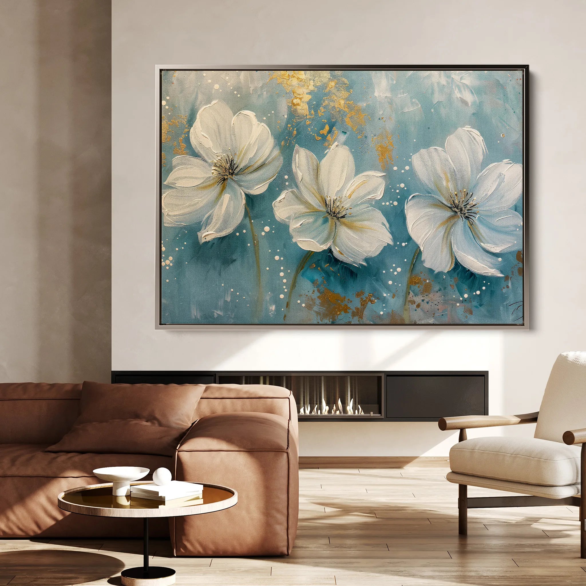 Floral 043 Canvas Art 60 x 40 cm / Black