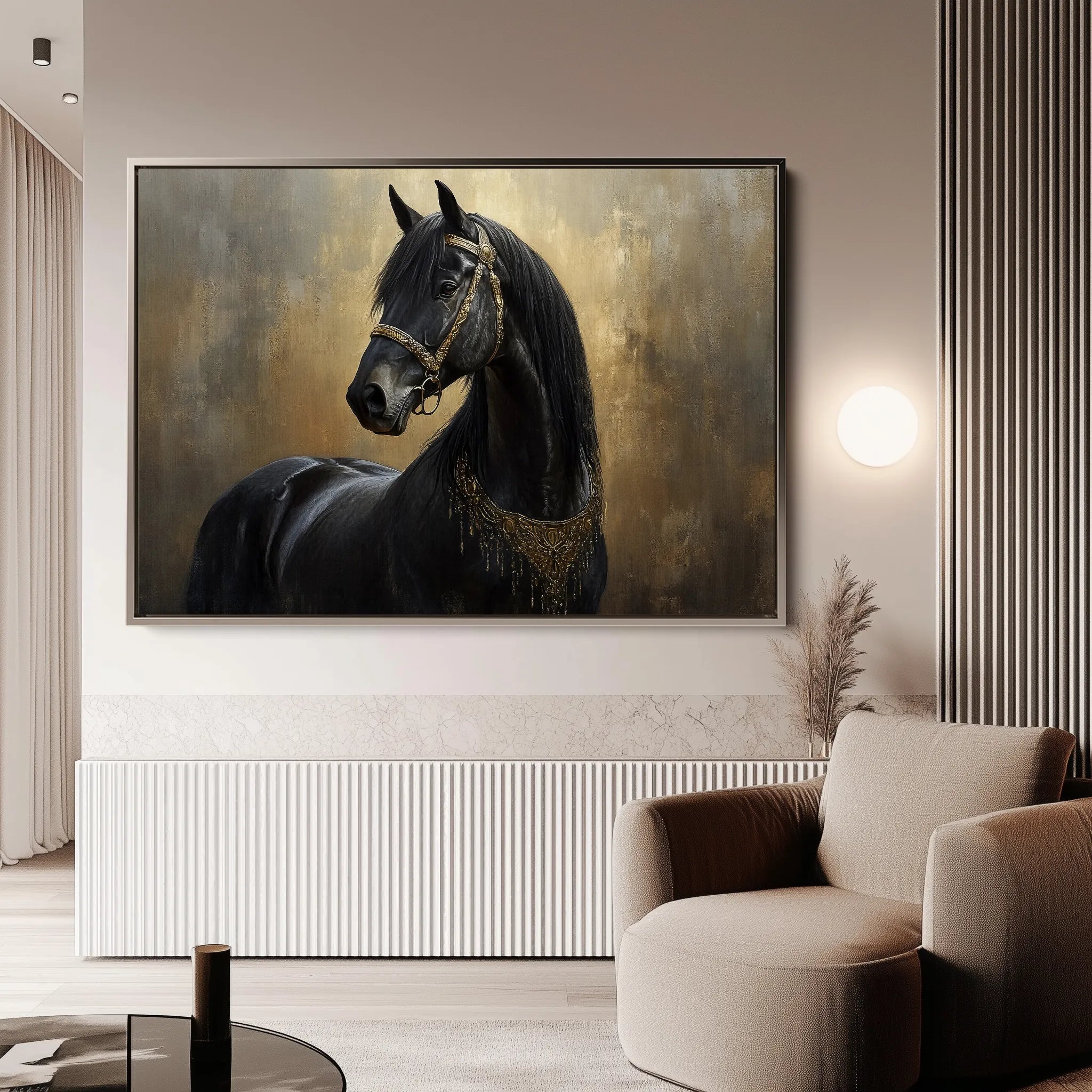 Horses 043 Canvas Art 60 x 40 cm / Black