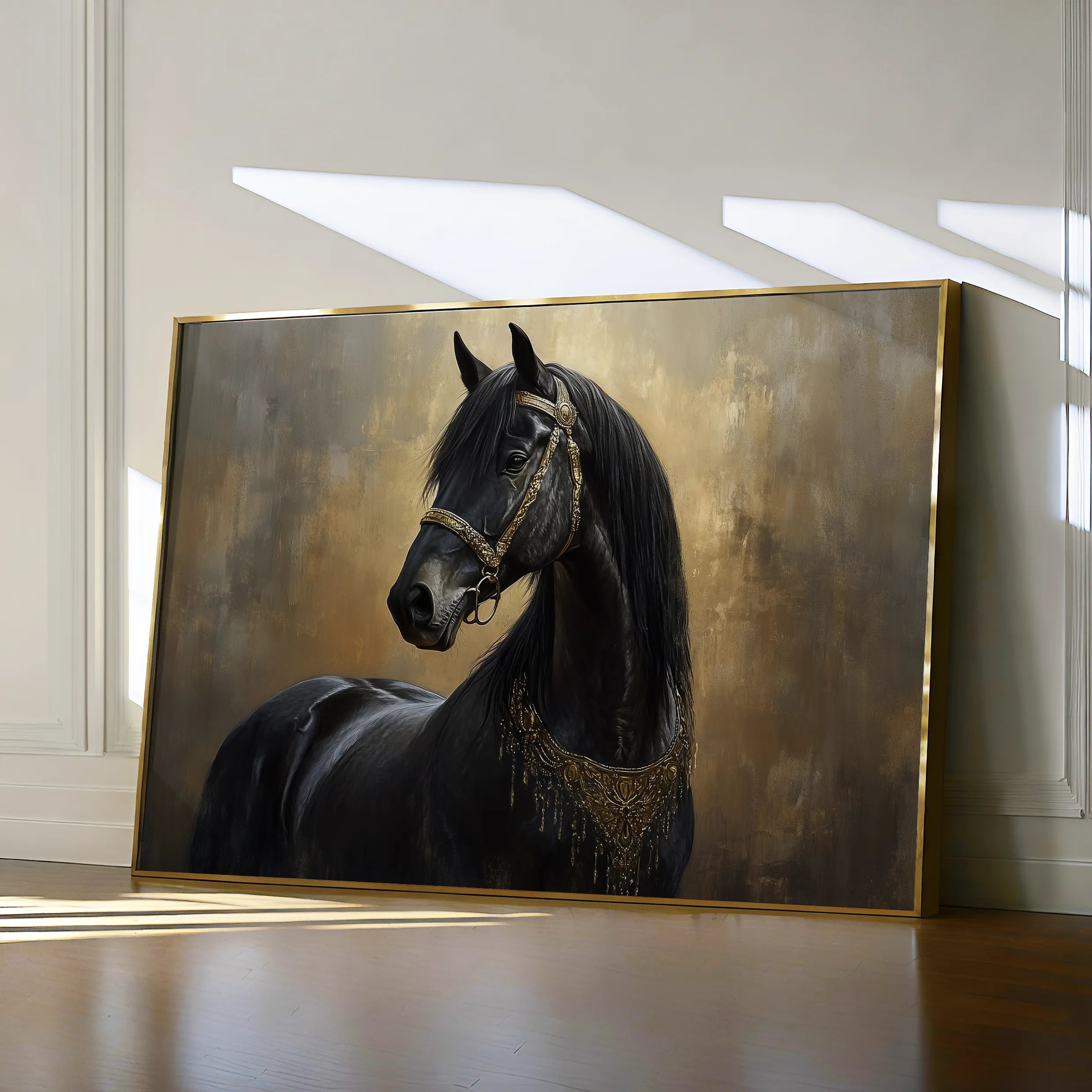 Horses 043 Canvas Art 60 x 40 cm / Black